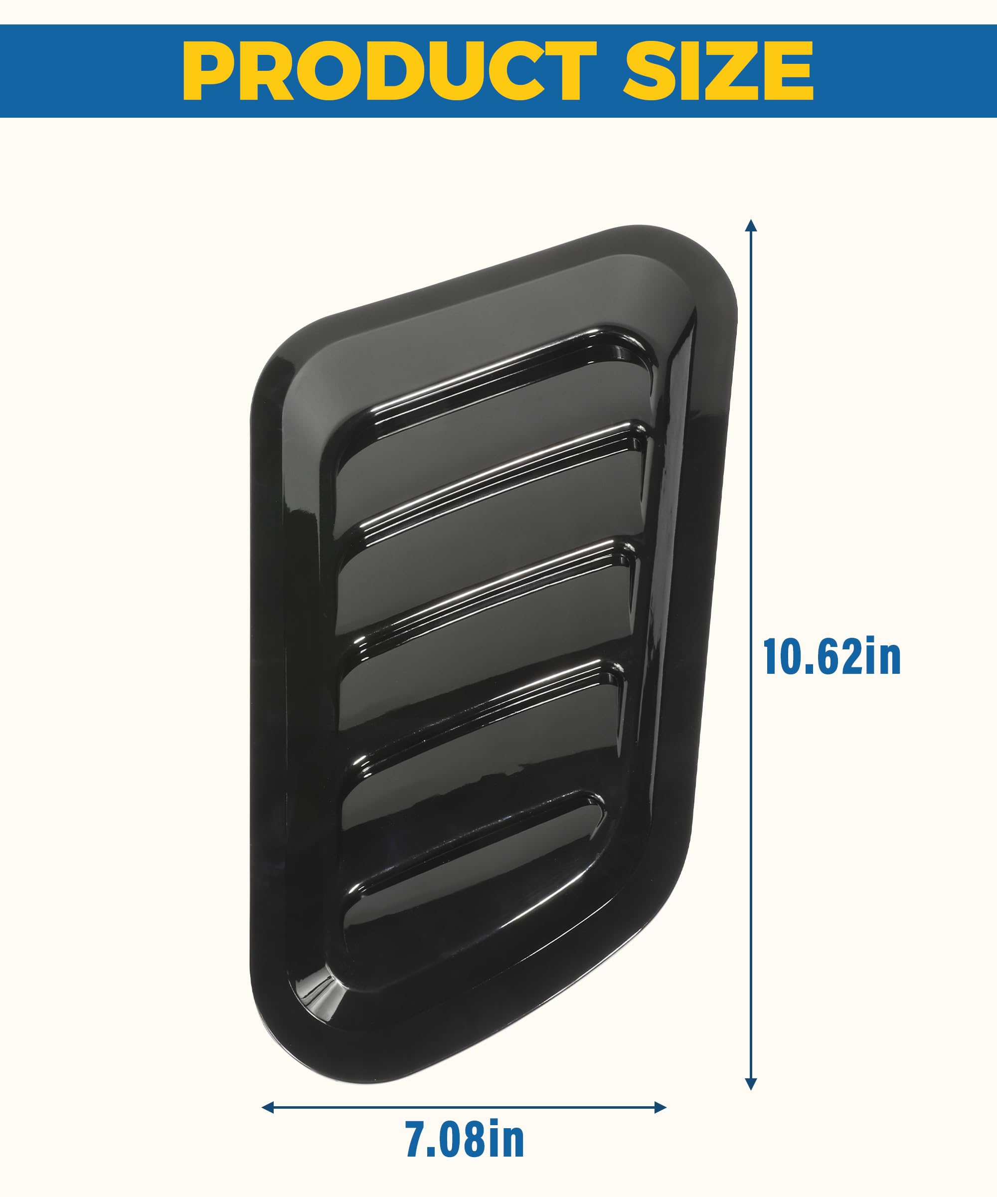 2PCS Black Car Hood Vent Trim - Universal Hood Air Intake Scoop Cover for Car Modification | Engine Cooling & Performance Upgrade | Fits Most Vehicles | Perfect for Racing & Street Style Enhancement