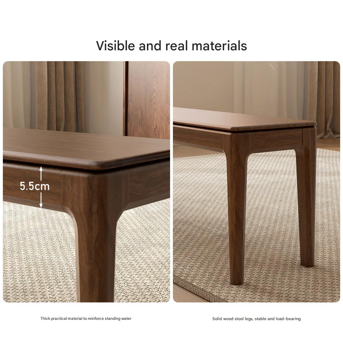 Black Walnut Solid Wood Nordic Long Bench - Modern Entryway & Dining Room Seating - Perfect for Hallway, Bedroom, and Living Room Decor