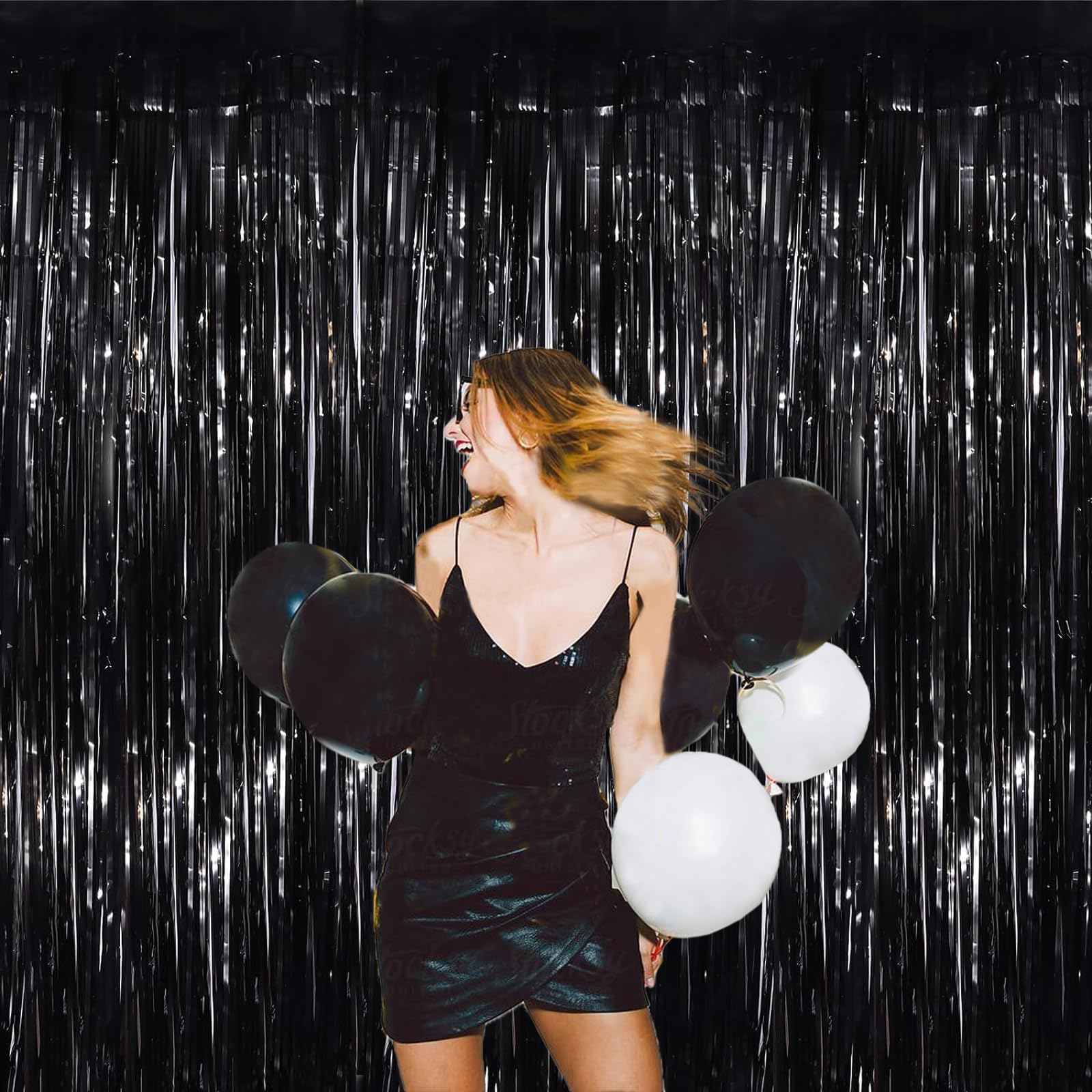 3 Pack Black Party Curtains - 3.3ft x 8.3ft Streamers for Birthday Decorations, Wednesday Addams Theme, Photo Booth Backdrop & Party Supplies | Perfect for Halloween, Goth Parties & Themed Events