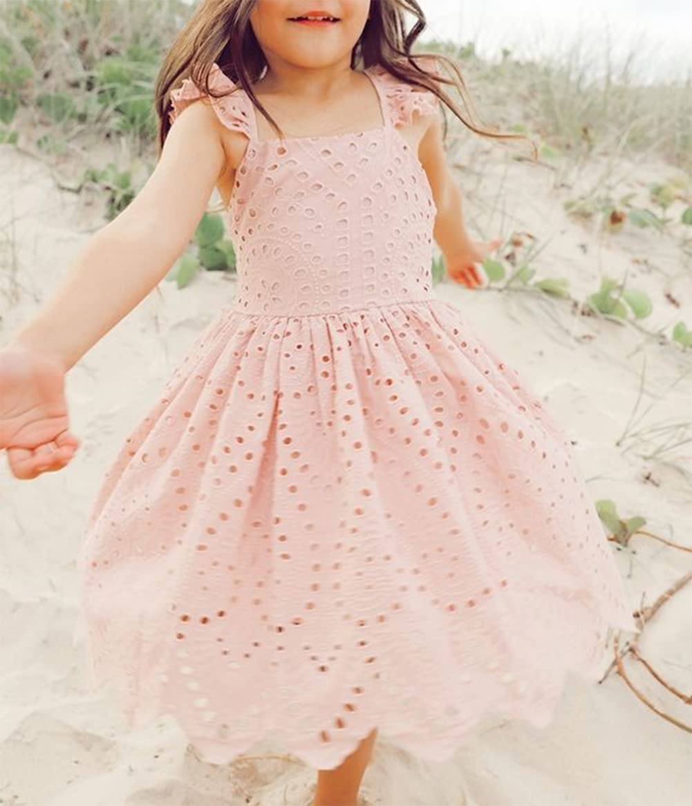 Boho Linen Lace Baby Girl Dress - Toddler Summer Sundress Outfit for Girls | Perfect for Beach, Party & Outdoor Play