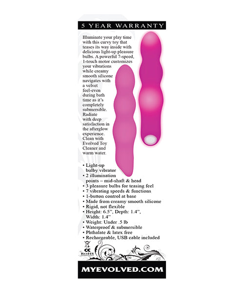 Afterglow Pink Rechargeable Silicone Vibrator with LED Lights - Perfect for Couples, Solo Play & Romantic Nights