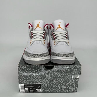 AIR JORDAN 3 Cardinal Red Retro Sneakers - Men's Size 10 (CT8532-126) - Authentic Basketball Shoes for Casual Wear & Sports