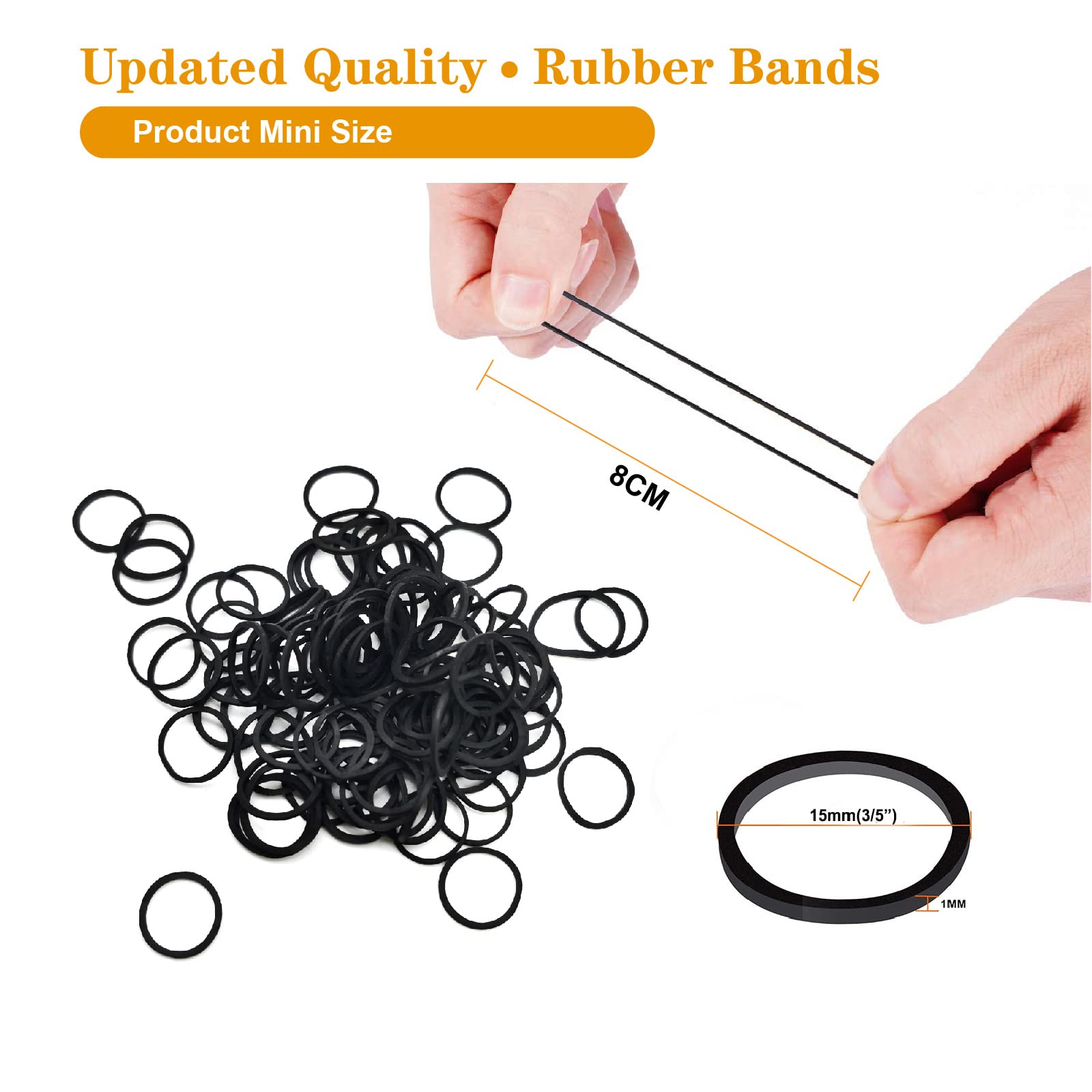 500pcs Black Elastic Hair Bands for Women & Kids - Soft Mini Hair Rubber Bands for Braids, Beard & Ponytails - Includes Storage Box - Perfect for Daily Styling, Salon Use & Travel Accessories