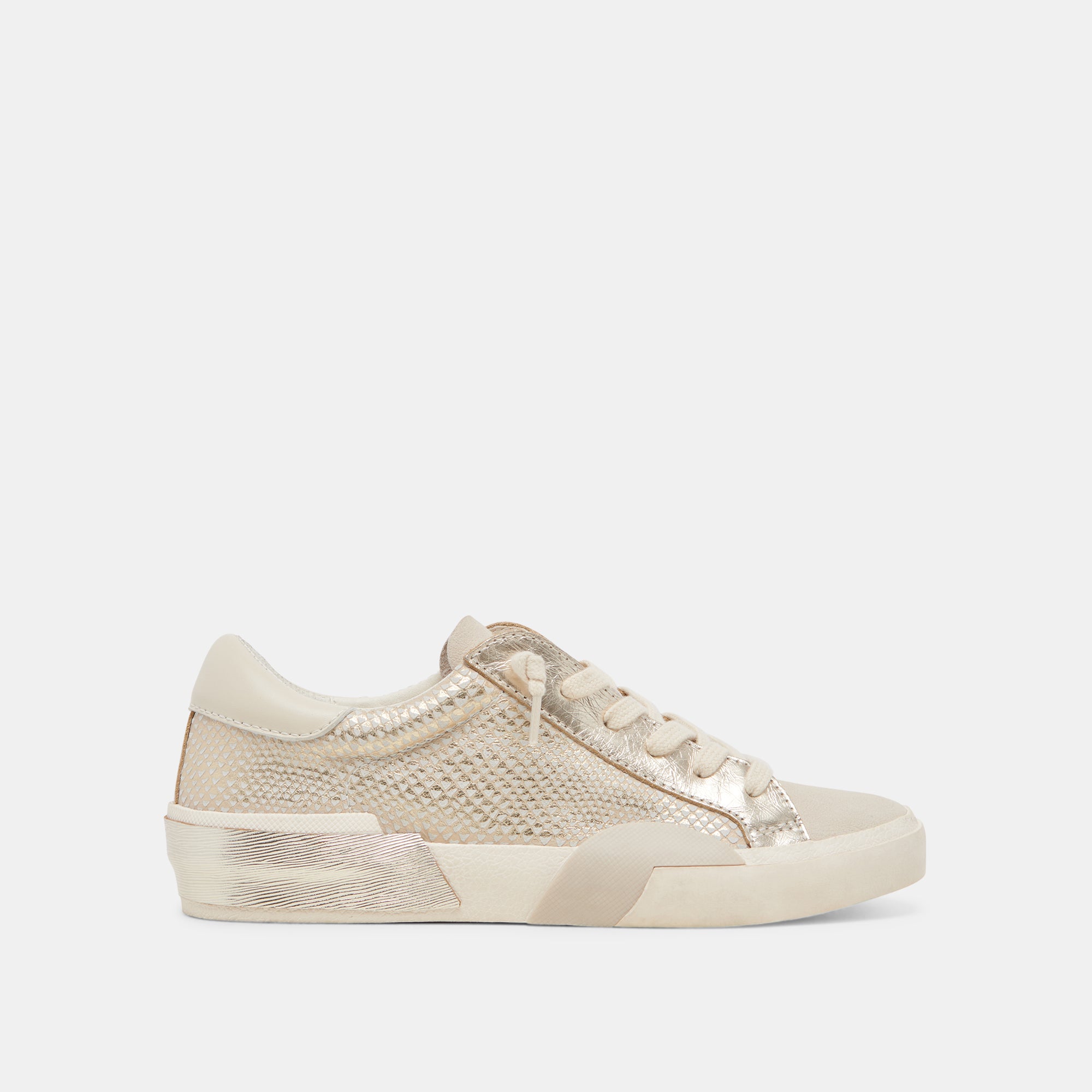 ZINA Women's Champagne Embossed Leather Sneakers - Comfortable Casual Shoes for Walking, Running & Everyday Wear