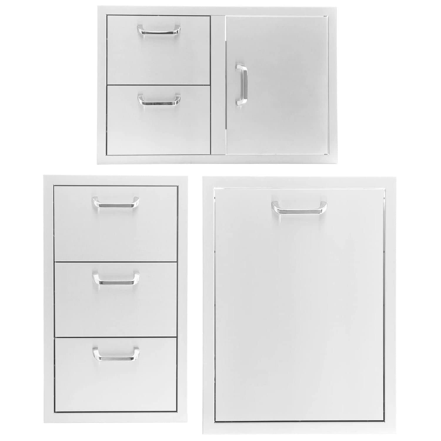 BBQGUYS Signature 32-Inch Outdoor Kitchen Storage Combo - 3-Piece Door & Double Drawer Set in Traditional Style (BBQ-260-DDC-T-3PC) | Perfect for Backyard Grilling, Patio Entertaining & Outdoor Cooking Storage Solutions