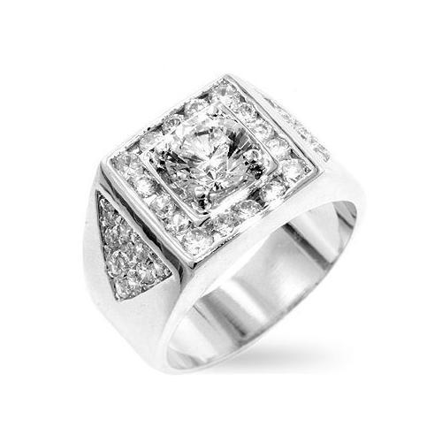 Men's Cubic Zirconia Ring - Elegant & Durable Sterling Silver Wedding Band for Men - Perfect for Engagement, Anniversary & Everyday Wear
