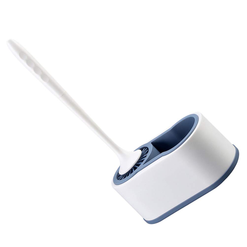 DOITOOL Wall Mounted Toilet Brush and Holder Set - Long Handle Bathroom Cleaning Tool with Punch Design, Blue - Perfect for Small Spaces & Hygienic Toilet Maintenance