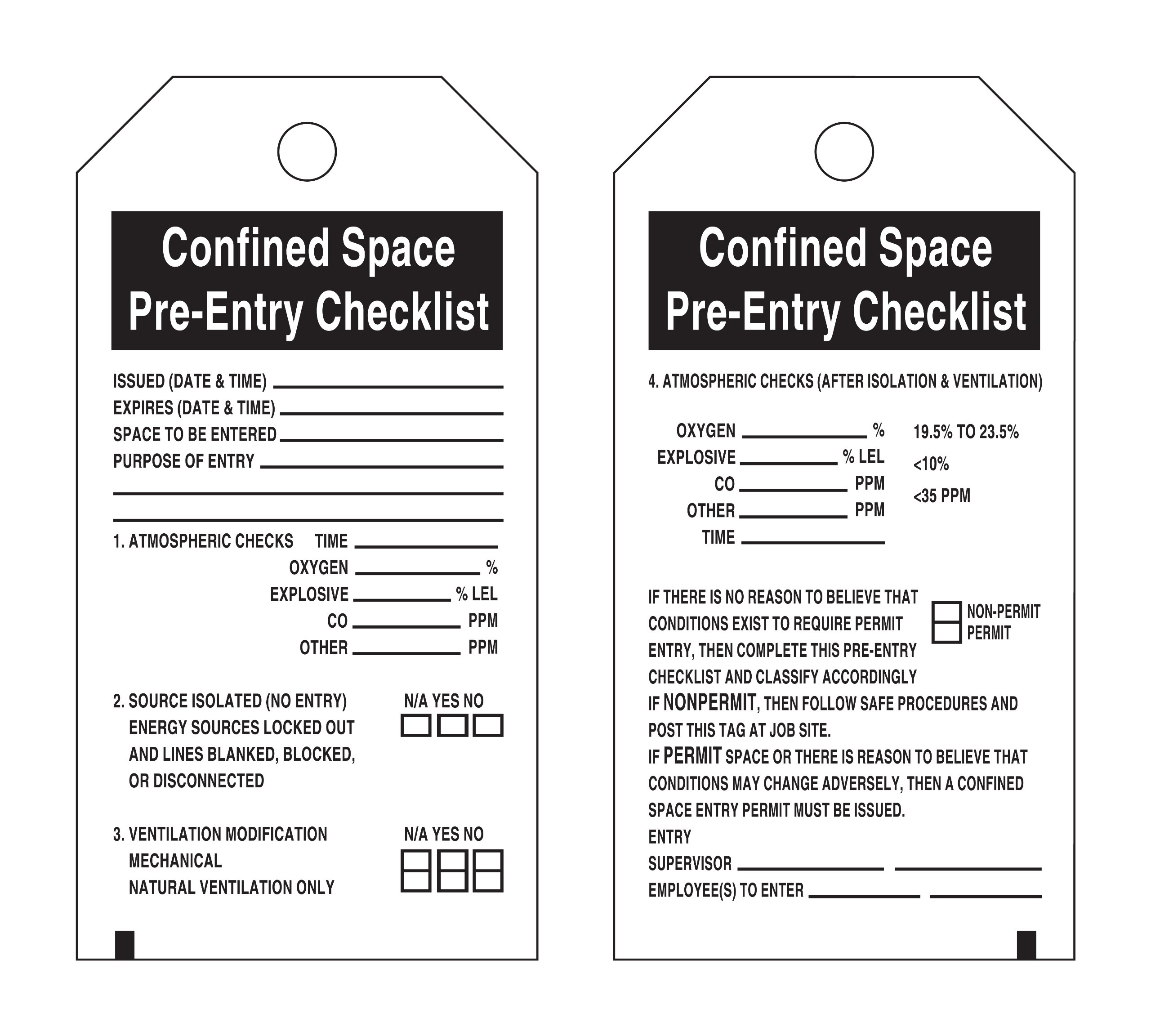 Brady 66324 Confined Space Tags - 5 3/4