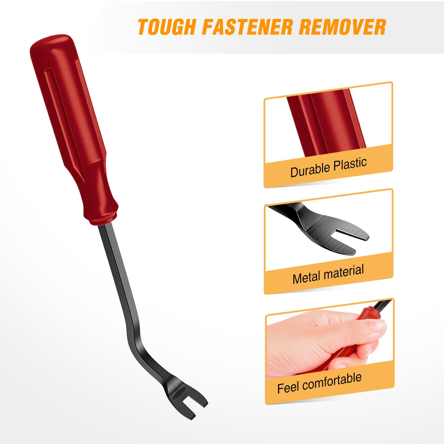 GOOACC 6PCS Auto Trim Removal Tool Kit - No-Scratch Car Audio Dash & Window Molding Fastener Remover Set (Red) - Perfect for Car Stereo Installation & Interior Detailing