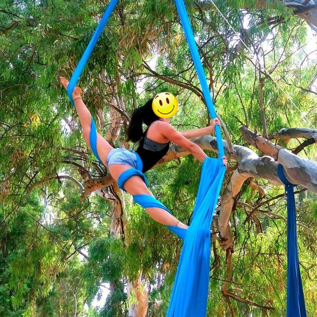 DASKING Premium Aerial Silks Equipment - Safe Deluxe Aerial Yoga Hammock Kit for Home Gym, Circus Training & Dance Performance
