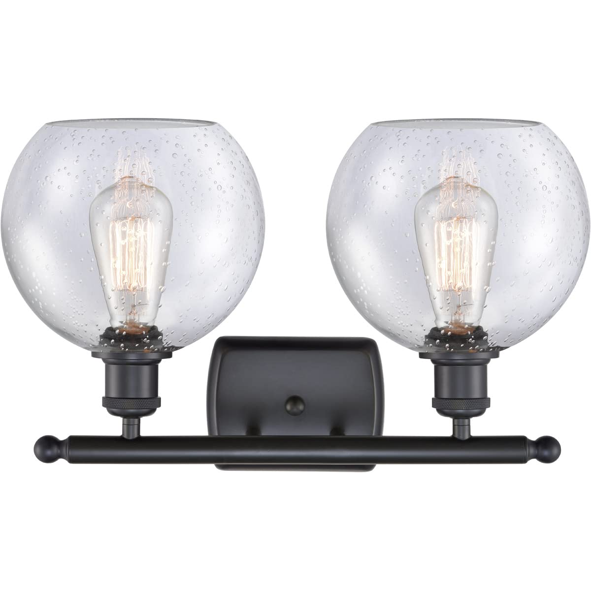 Innovations 516-2W-BK-G124-LED Athens 2 Light Bathroom Vanity Fixture - Matte Black Finish - Ballston Collection - Perfect for Modern Bathroom Lighting and Makeup Vanity Areas
