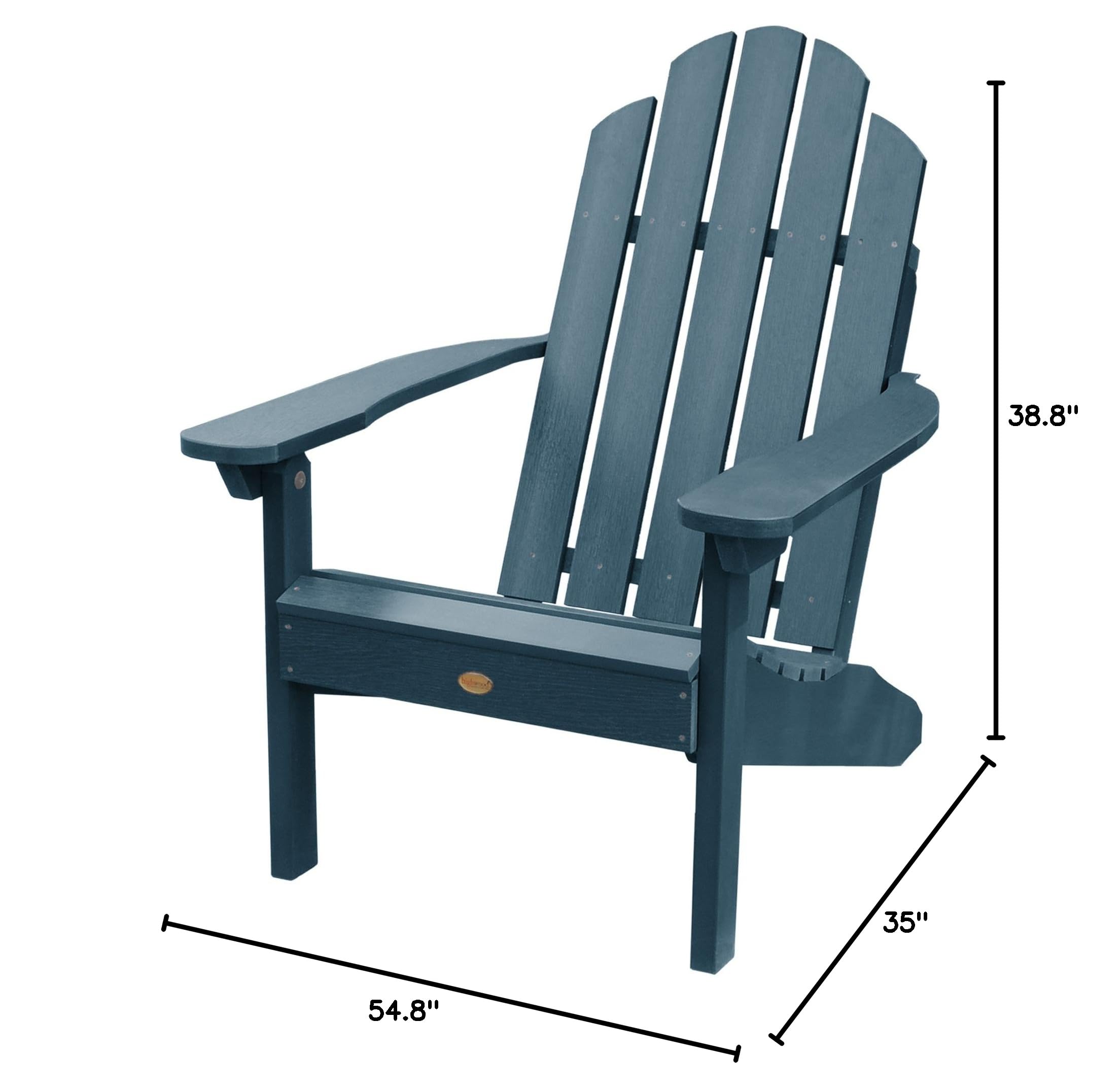 Classic Wesport Adirondack Chair with Ottoman and Cup Holder - Nantucket Blue Outdoor Patio Furniture for Garden, Deck, Poolside Relaxation