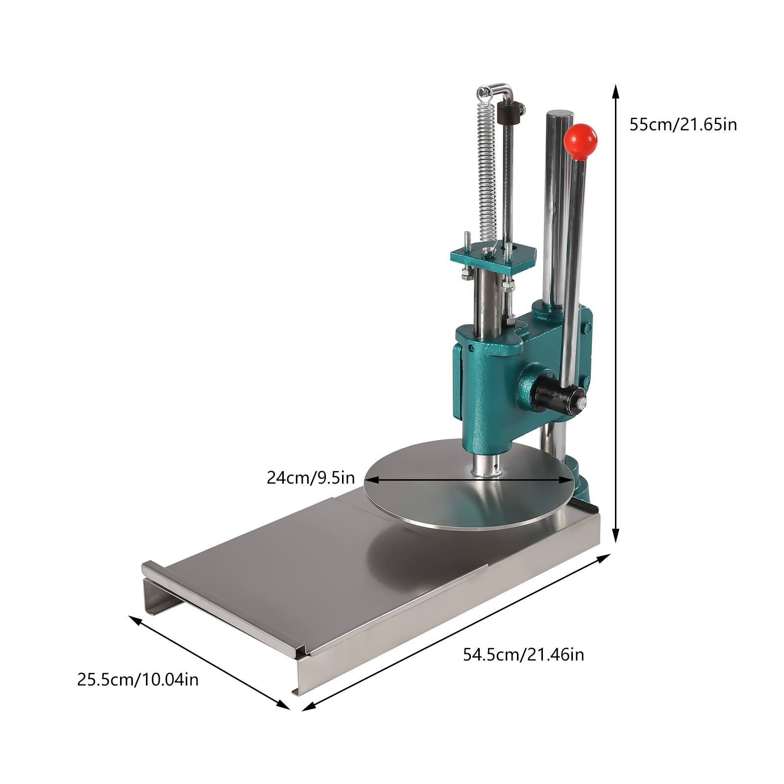 9.5 Inch Heavy Duty Stainless Steel Pizza Press Machine - Manual Dough Press for Perfect Homemade Pizza, Puff Pastry & Roti Sheets | Ideal for Restaurants, Pizzerias & Home Kitchens