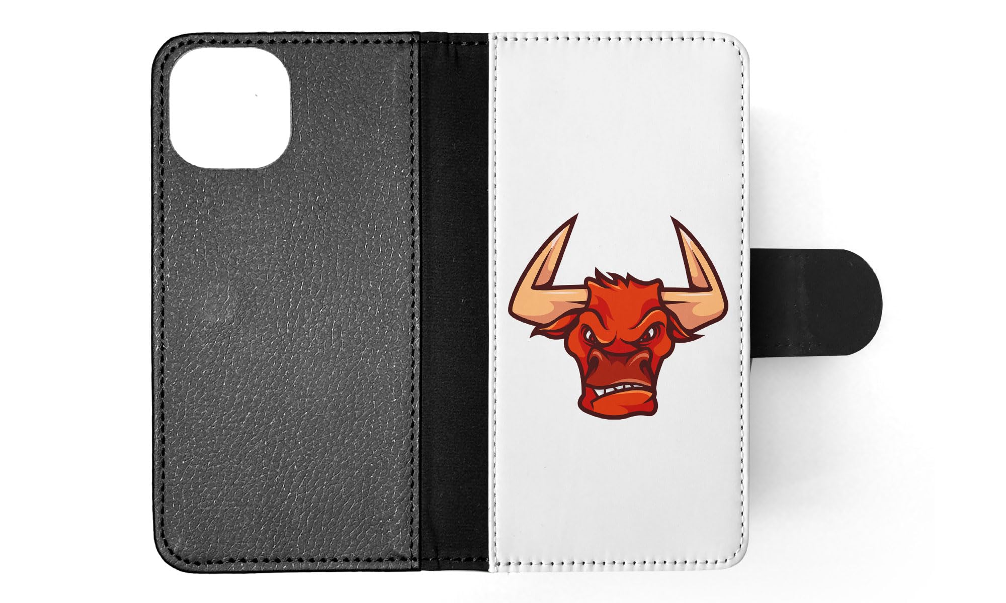 Bison Bull Buffalo Genuine Leather Flip Wallet Phone Case for Apple iPhone 15 - Slim RFID Blocking Card Holder with Magnetic Closure (Perfect for Travel, Business & Everyday Use)