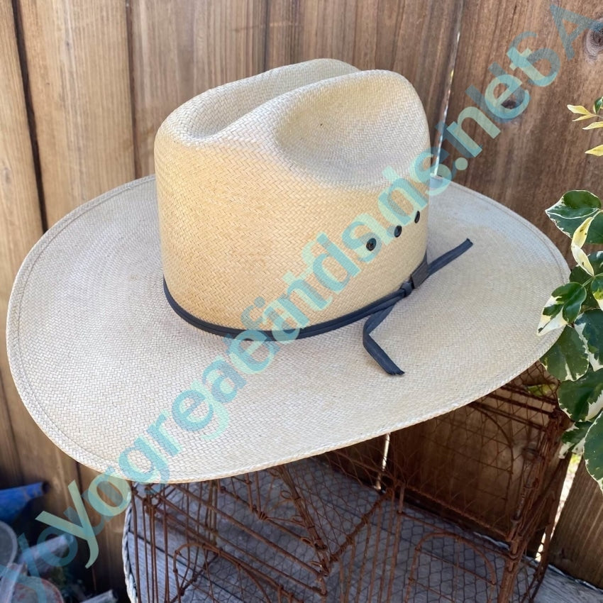Vintage Larry Mahan Straw Western Cowboy Hat for Men & Women - Summer Cowgirl Hat with Brim - Perfect for Rodeo, Country Music Festivals & Outdoor Adventures
