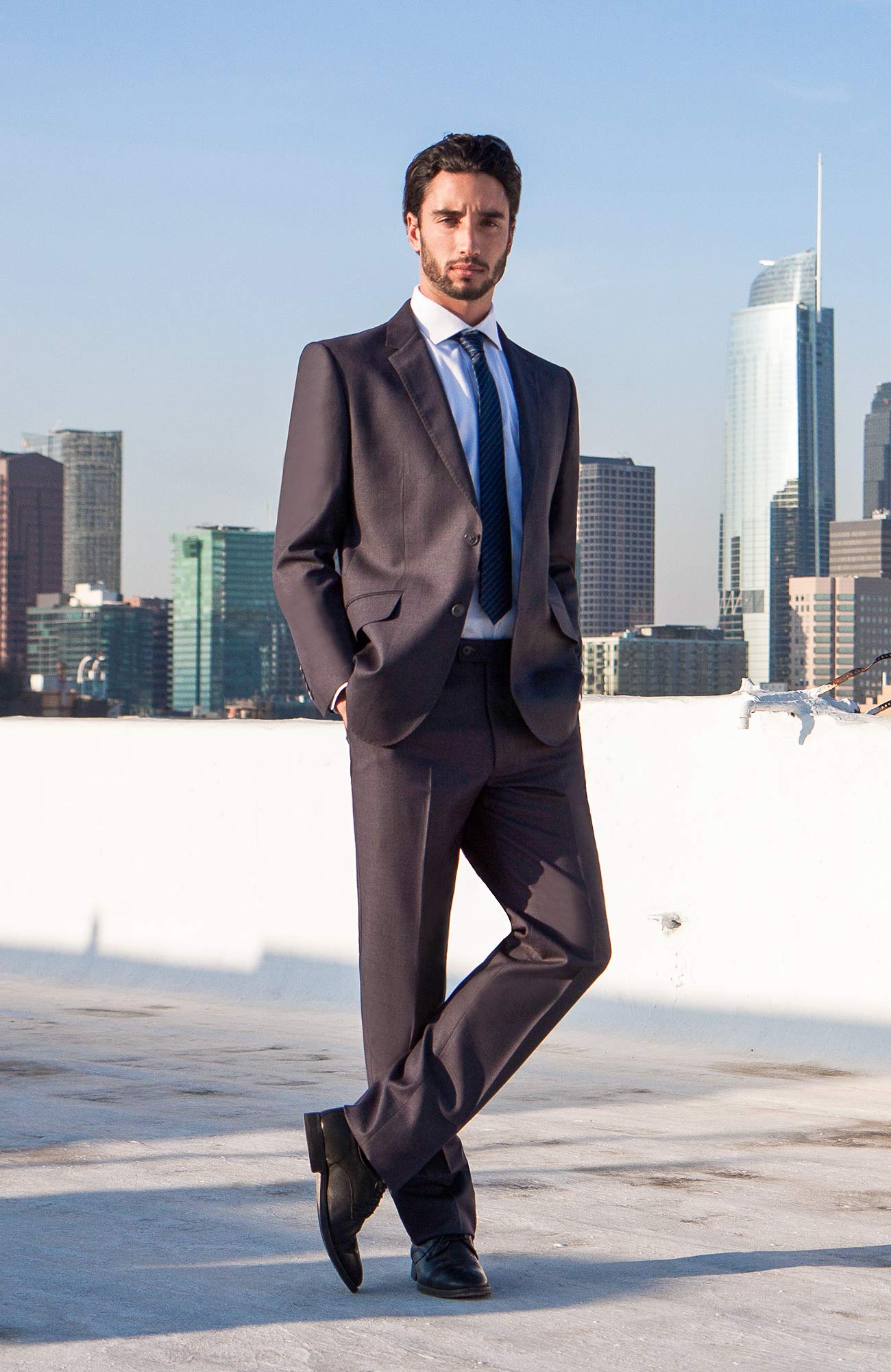 Premium Italian Wool Men's 2-Piece Suit Set - Modern Fit Blazer & Dress Pants for Business, Weddings & Formal Events | Slim Fit Two-Button Wedding Suit & Trousers for Office, Parties & Special Occasions