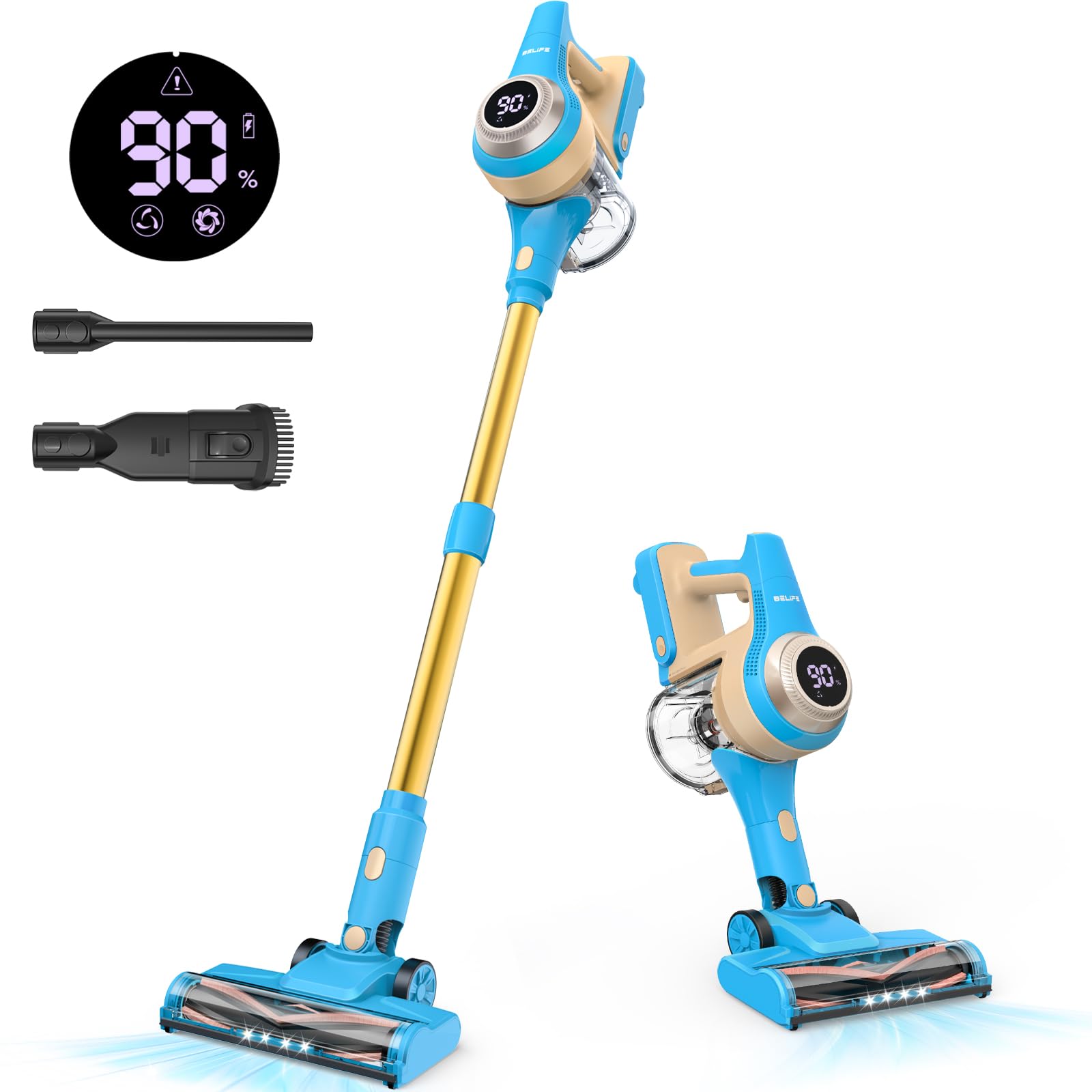 Belife Vacuum Ground Brush - Direct Drive Cleaner Head for DEH229 Cordless Vacuum Cleaner (Blue) | Hard Floor & Carpet Cleaning Tool for Pet Hair, Dust & Debris | Perfect for Home, Office & Car Use