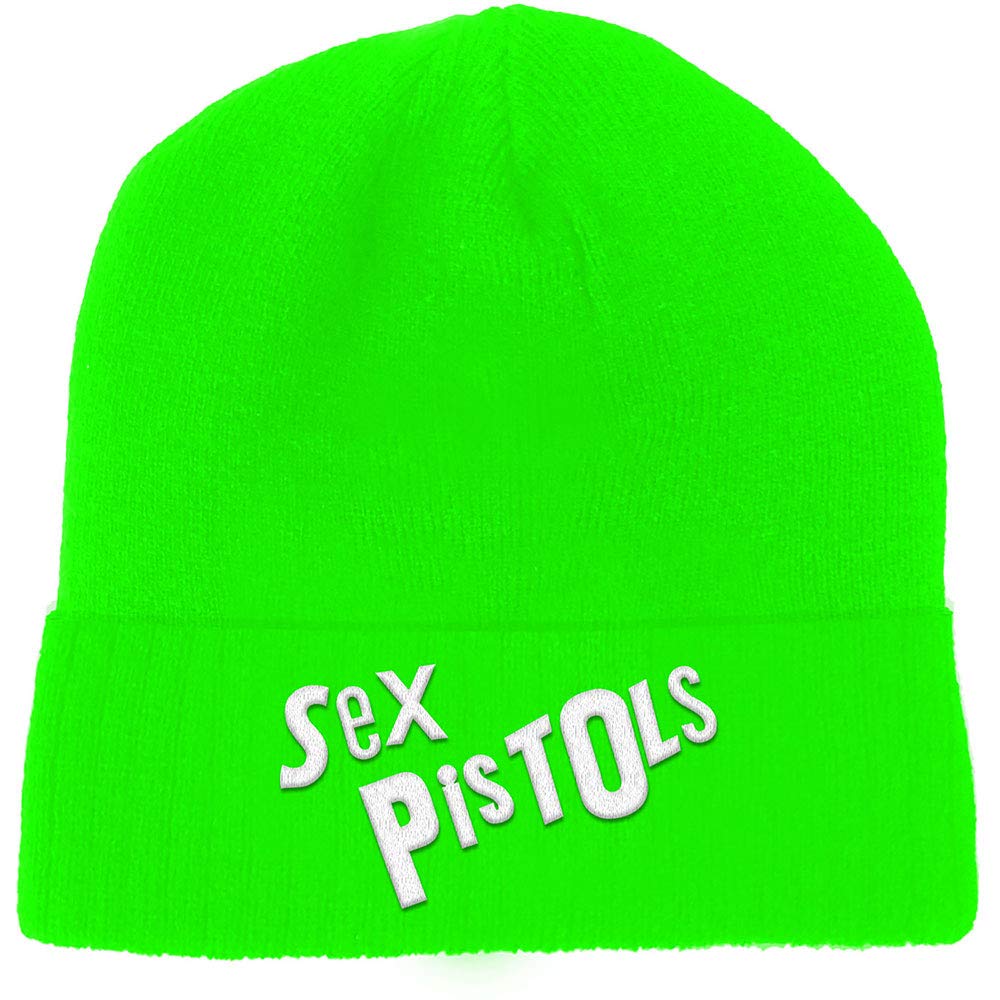 Official Sex Pistols Beanie Hat - Classic Punk Band Logo Beanie in Fluorescent Green - Perfect for Concerts, Festivals & Streetwear Fashion