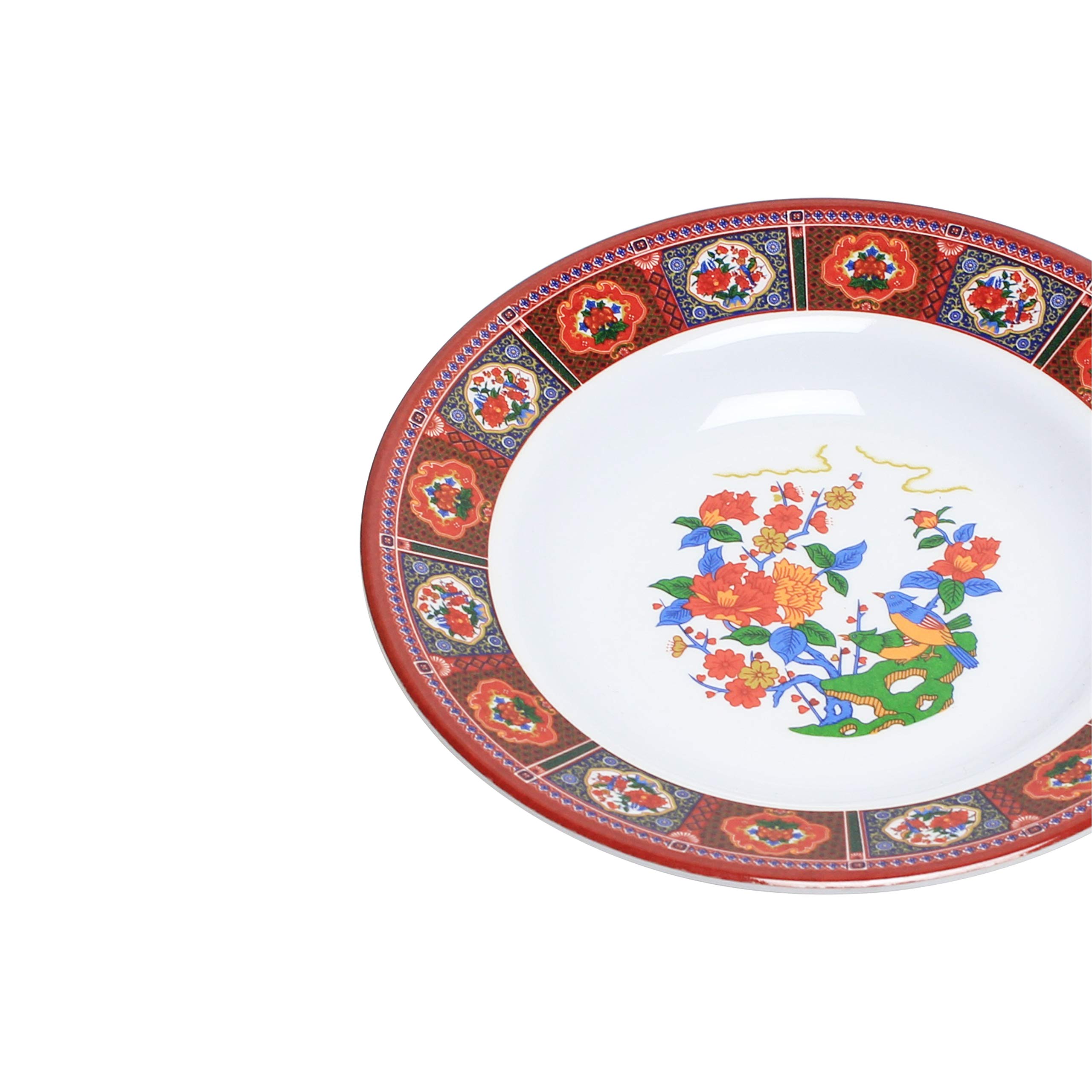 Peacock Melamine Dinnerware Set - 7 oz Soup Bowl (7 7/8 Inch) - Durable BPA-Free Plastic Plates - Pack of 12 - Perfect for Outdoor Dining, Picnics, Camping & Restaurant Use