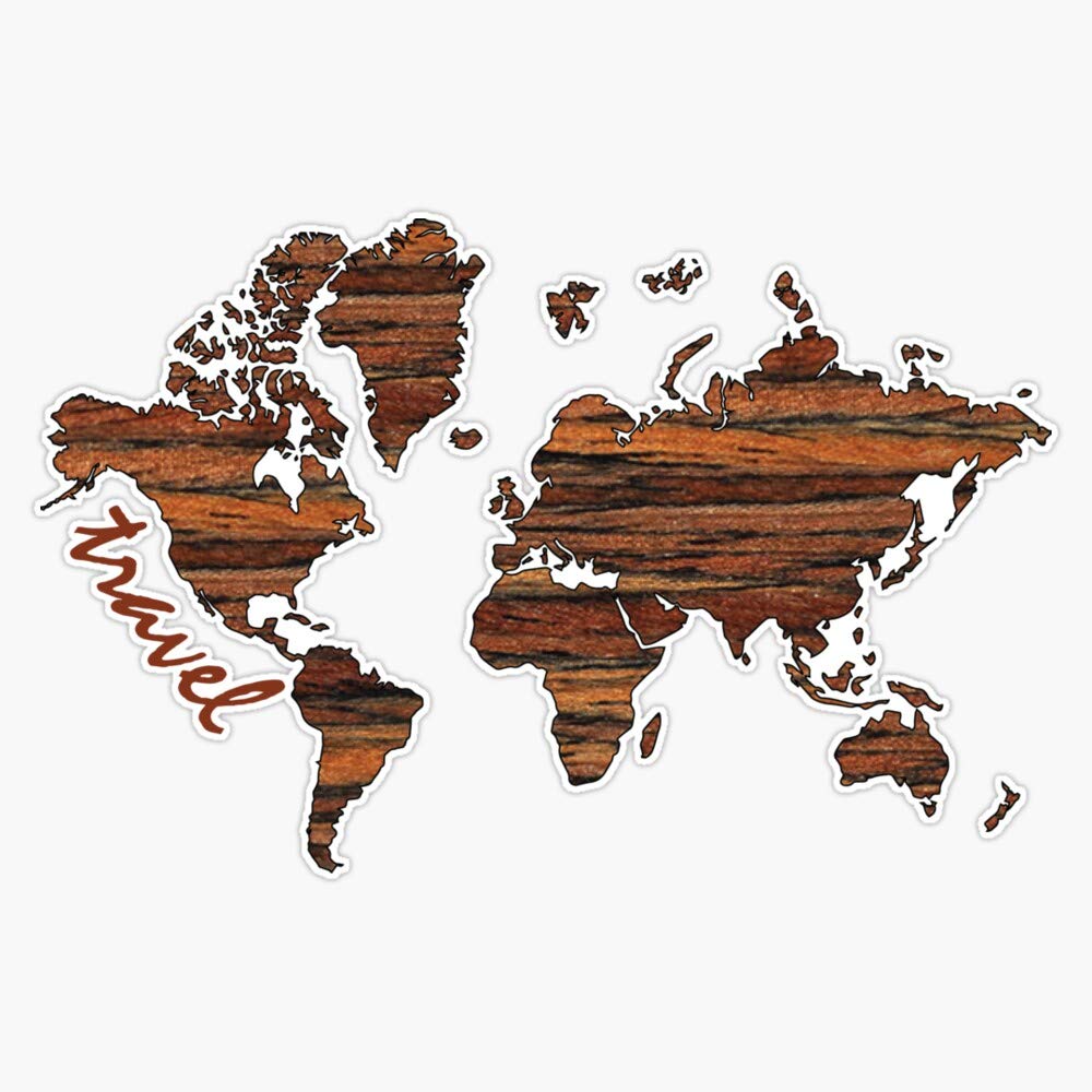 Waterproof Travel World Map Vinyl Sticker Decal - 5 Inch Durable Bumper Sticker for Luggage, Cars & Laptops - Perfect for Travel Enthusiasts & Adventure Lovers