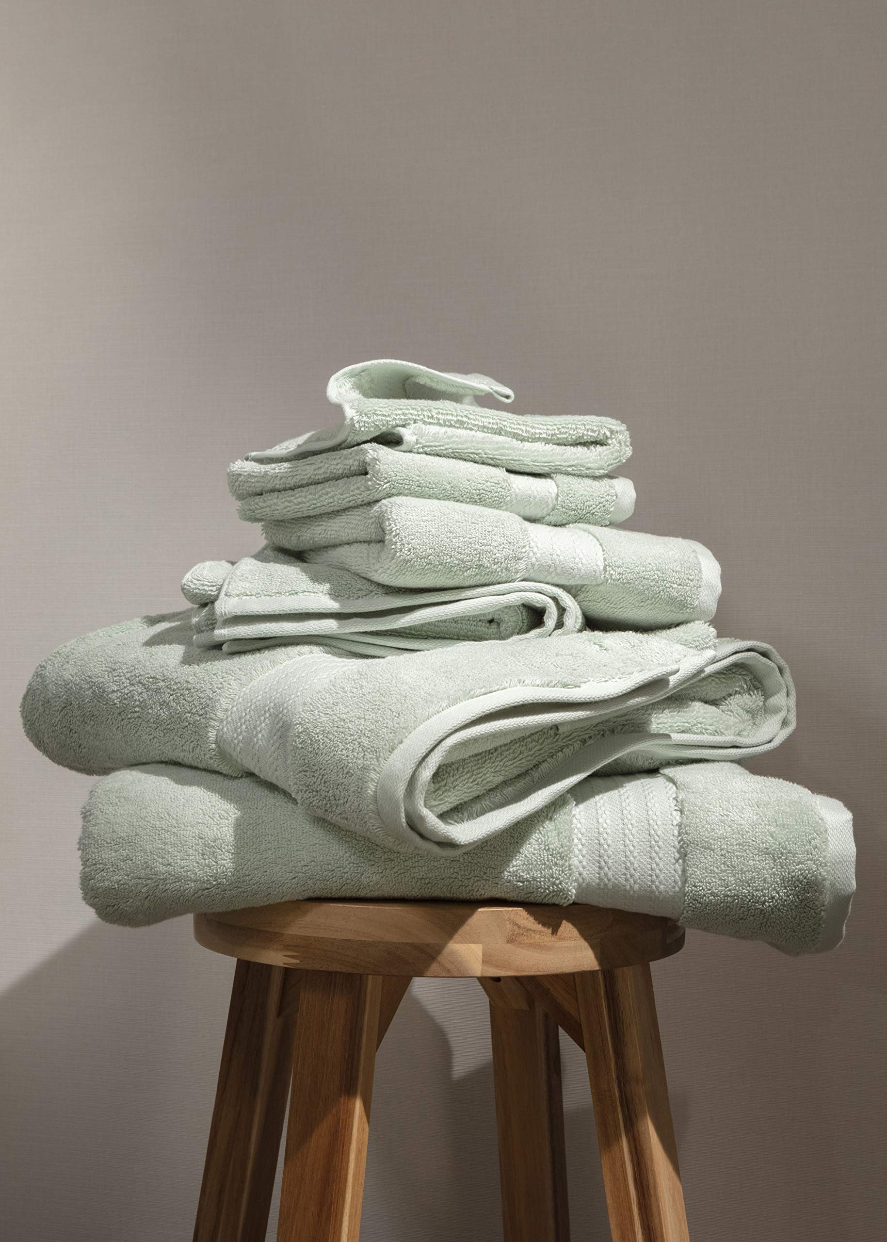 Premium 100% Organic Cotton Bath Towel Set - 6 Piece Luxury Hotel & Spa Quality Towels (2 Bath, 2 Hand, 2 Washcloths) | GOTS Certified | 700 GSM Ultra Soft | 30x56 & 16x30 & 13x13 Inches | Eco-Friendly Green | Perfect for Bathroom, Spa, Gym & Guest Use