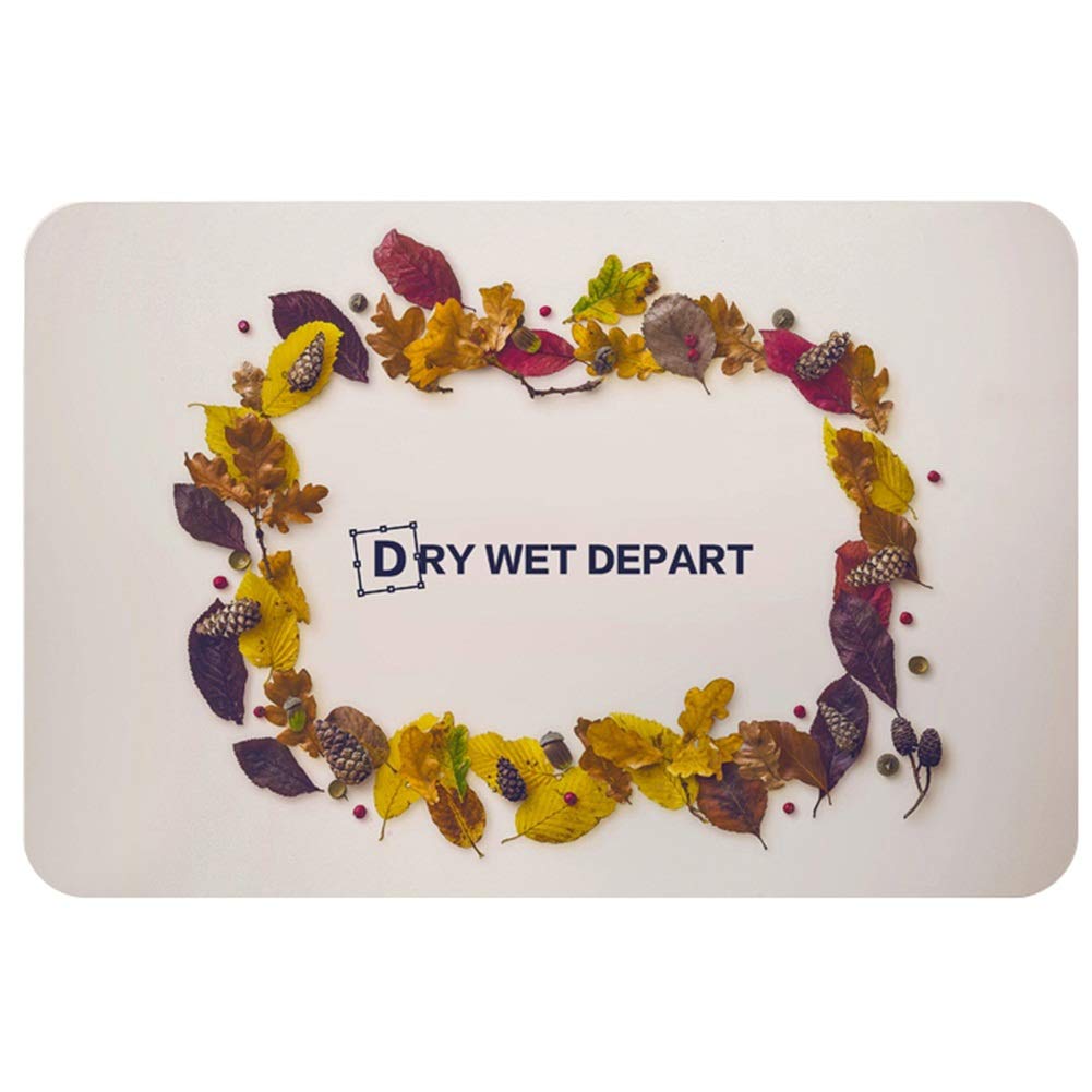 Non-Slip Diatomaceous Earth Bath Mat - Super Absorbent & Quick-Drying Bathroom Floor Mat for Shower, Tub & Vanity - 39x60cm Fall Leaves Design - Perfect for Wet Bathrooms & Spa-Like Showers
