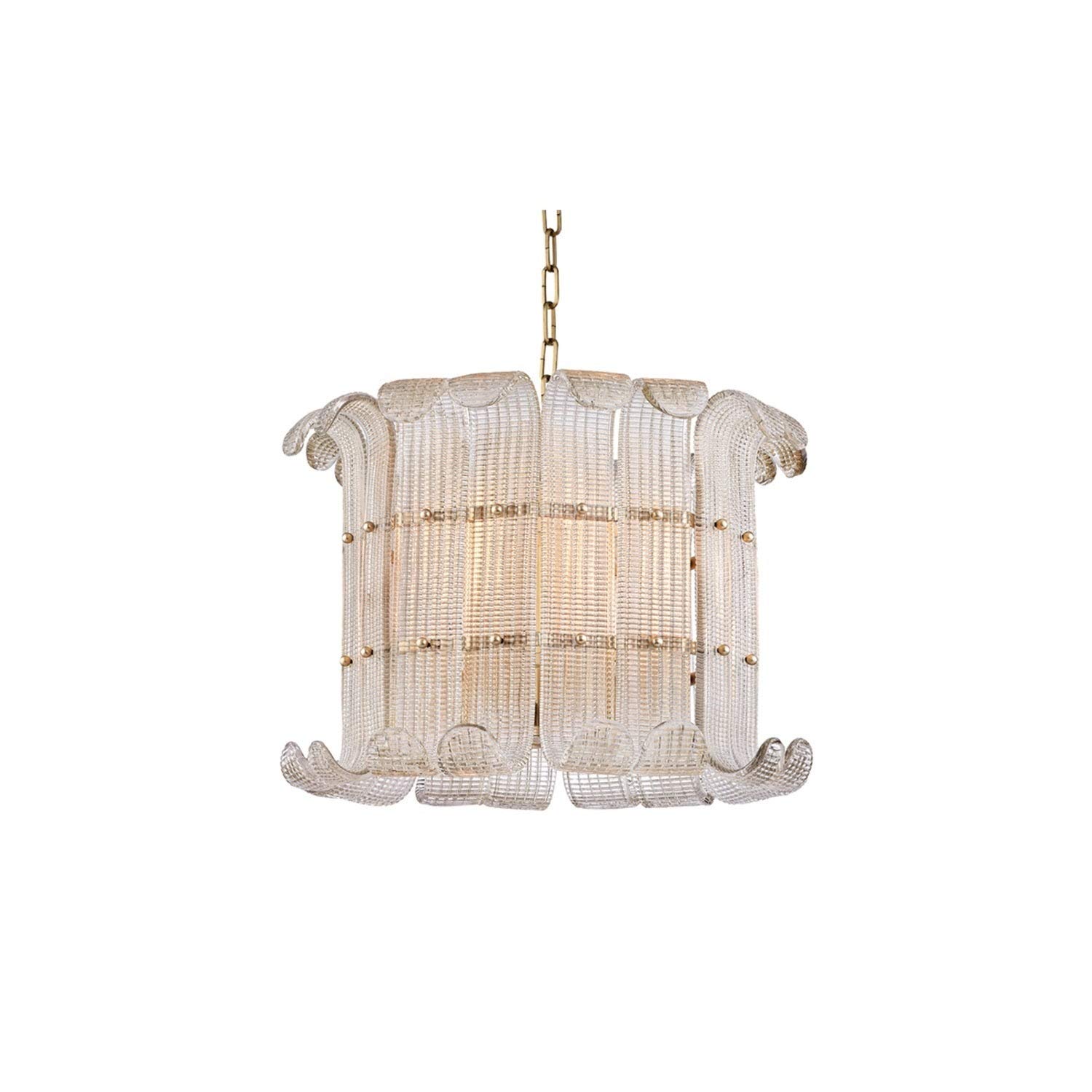 Vintage Aged Brass Chandelier with Clear Yellow Glass Shades - 6 Light Fixture with Edison Bulbs Included | Perfect for Dining Room, Foyer or Bedroom Lighting