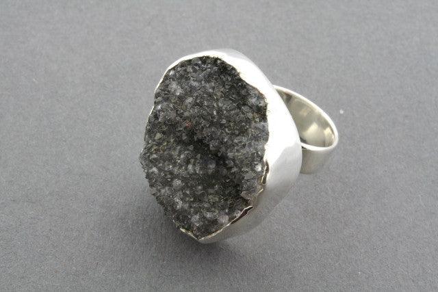 Stunning Druzy Ring with Dark Amethyst Gemstone | Handmade Boho Jewelry for Women | Perfect for Weddings, Parties & Everyday Wear