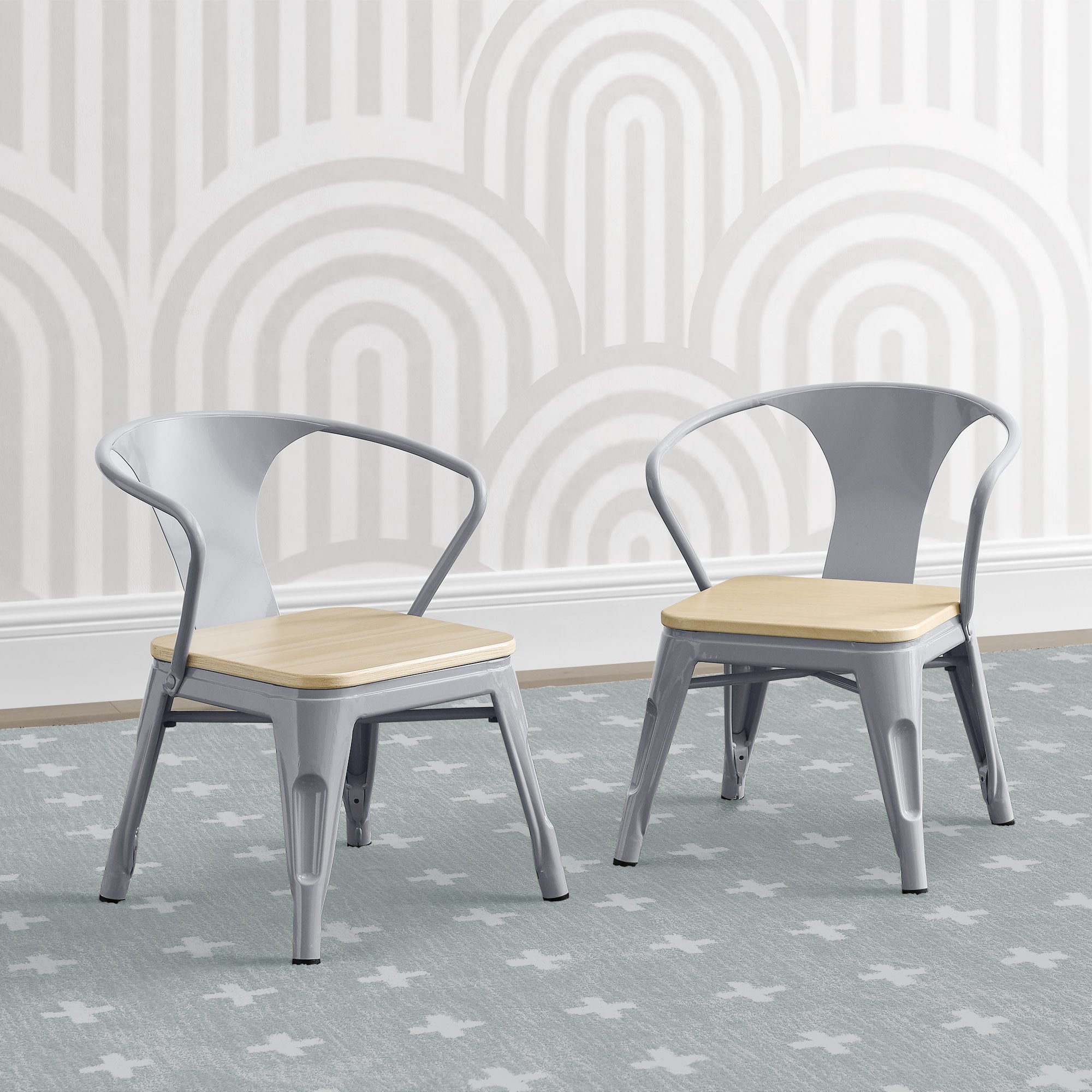 Modern Bistro 2-Piece Chair Set for Outdoor Patio, Cafe, Restaurant & Garden Dining - Lightweight & Durable Metal Bistro Chairs with Comfortable Seat Cushions