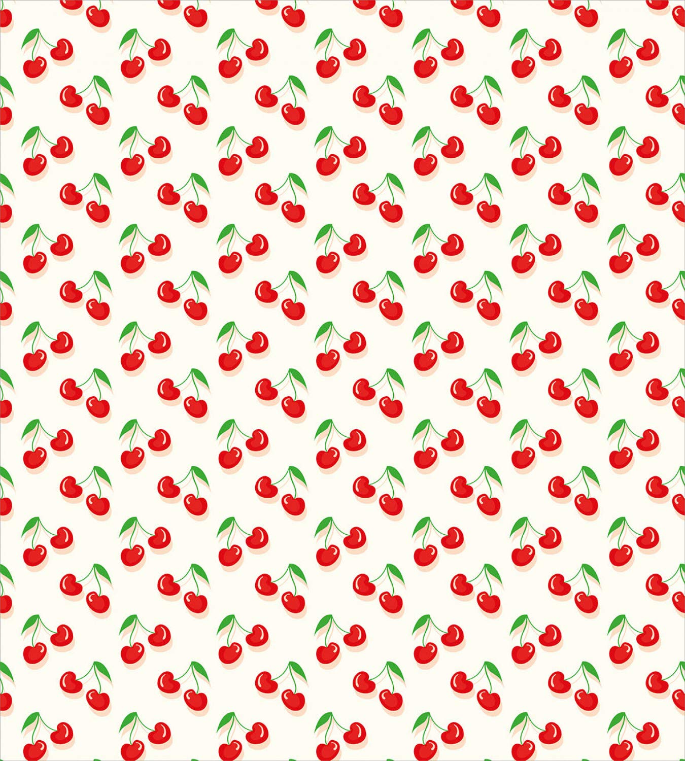 Ambesonne Cherry Duvet Cover Set - King Size 3-Piece Bedding with Cartoon Fruit & Leaf Summer Pattern in Vermilion & Lime Green | Includes 2 Pillow Shams | Perfect for Kids' Rooms, Guest Bedrooms & Summer Home Decor