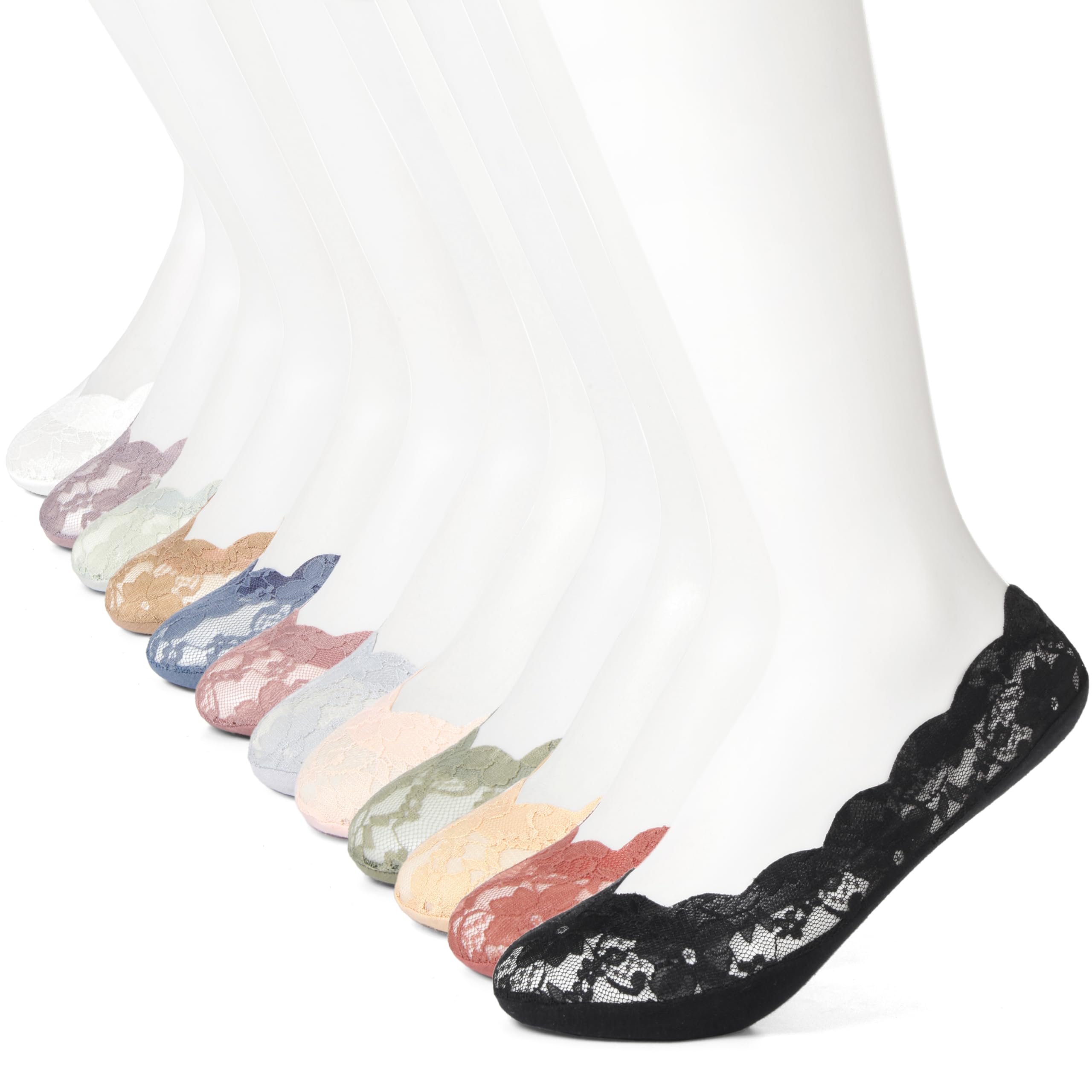 Breathable No Show Socks for Women - Low Cut Invisible Lace Socks | Comfortable & Sexy Cute Design for Sneakers, Loafers & Flats