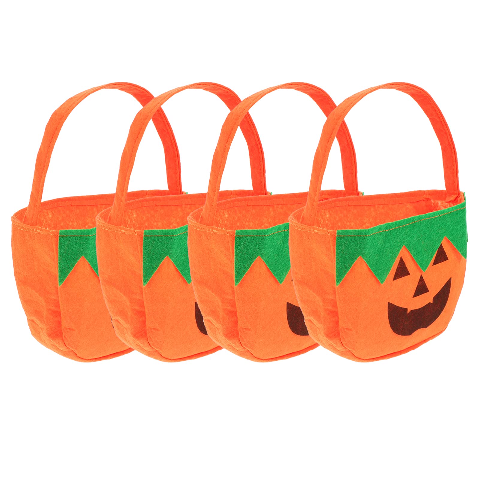 Halloween Candy Bags 4-Pack - Reusable Non-Woven Pumpkin Treat Bags for Trick or Treat, Halloween Party Favors & Goodie Bags - Perfect for Classroom Treats, Neighborhood Trick-or-Treating & Halloween Party Supplies