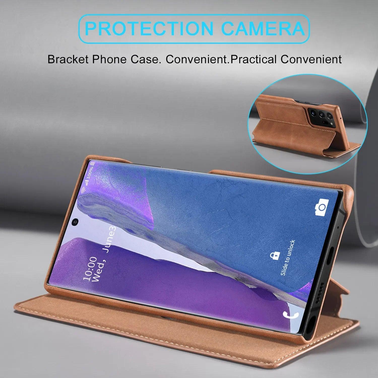 Samsung Galaxy S24 Plus Leather Stand Cover Case - Premium Protection & Kickstand for Hands-Free Viewing - Perfect for Work, Travel, and Entertainment