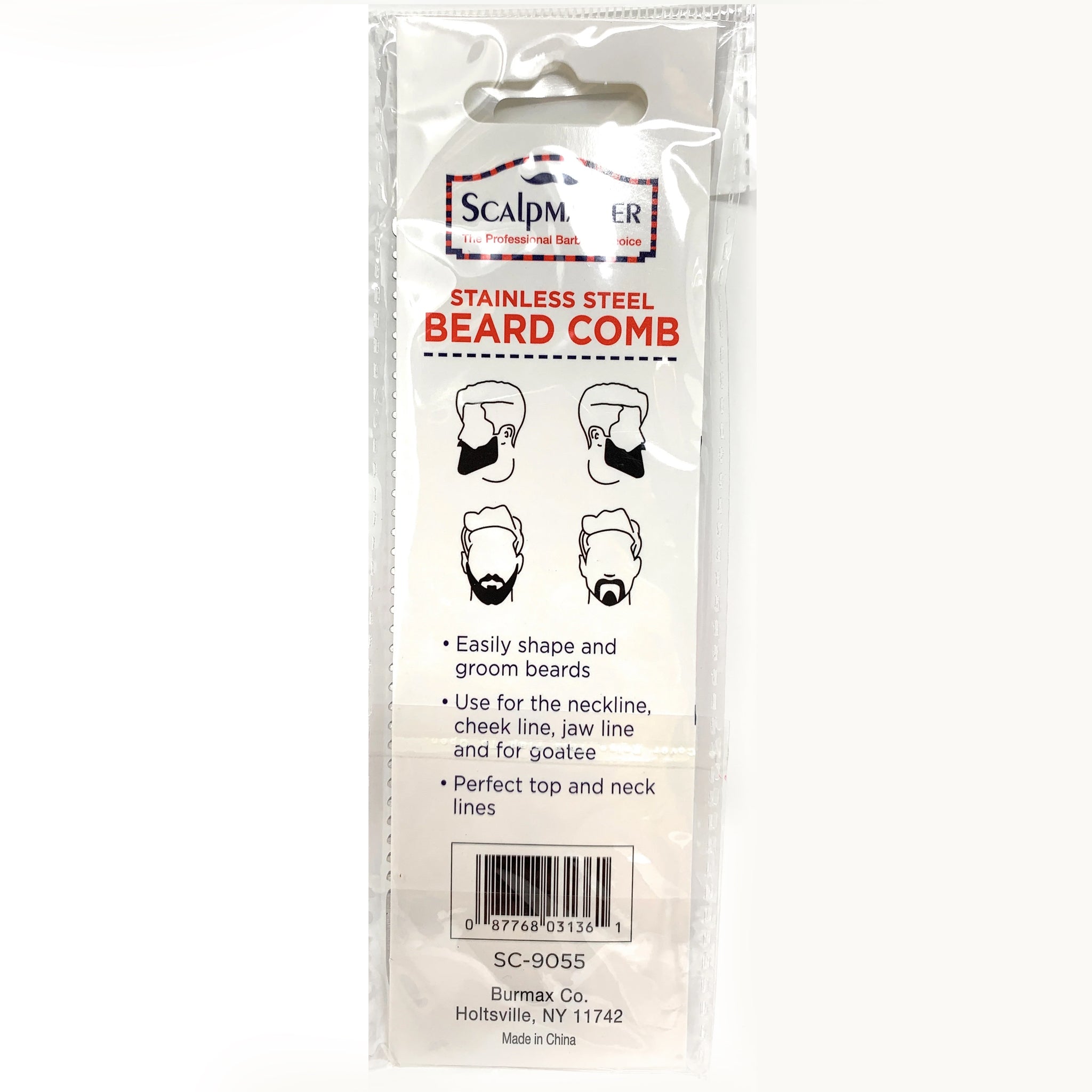 Scalpmaster Stainless Steel Beard Comb - Premium Grooming Tool for Men - Perfect for Beard Trimming, Styling & Travel - 1 Piece - Ideal for Home, Gym & On-the-Go Use