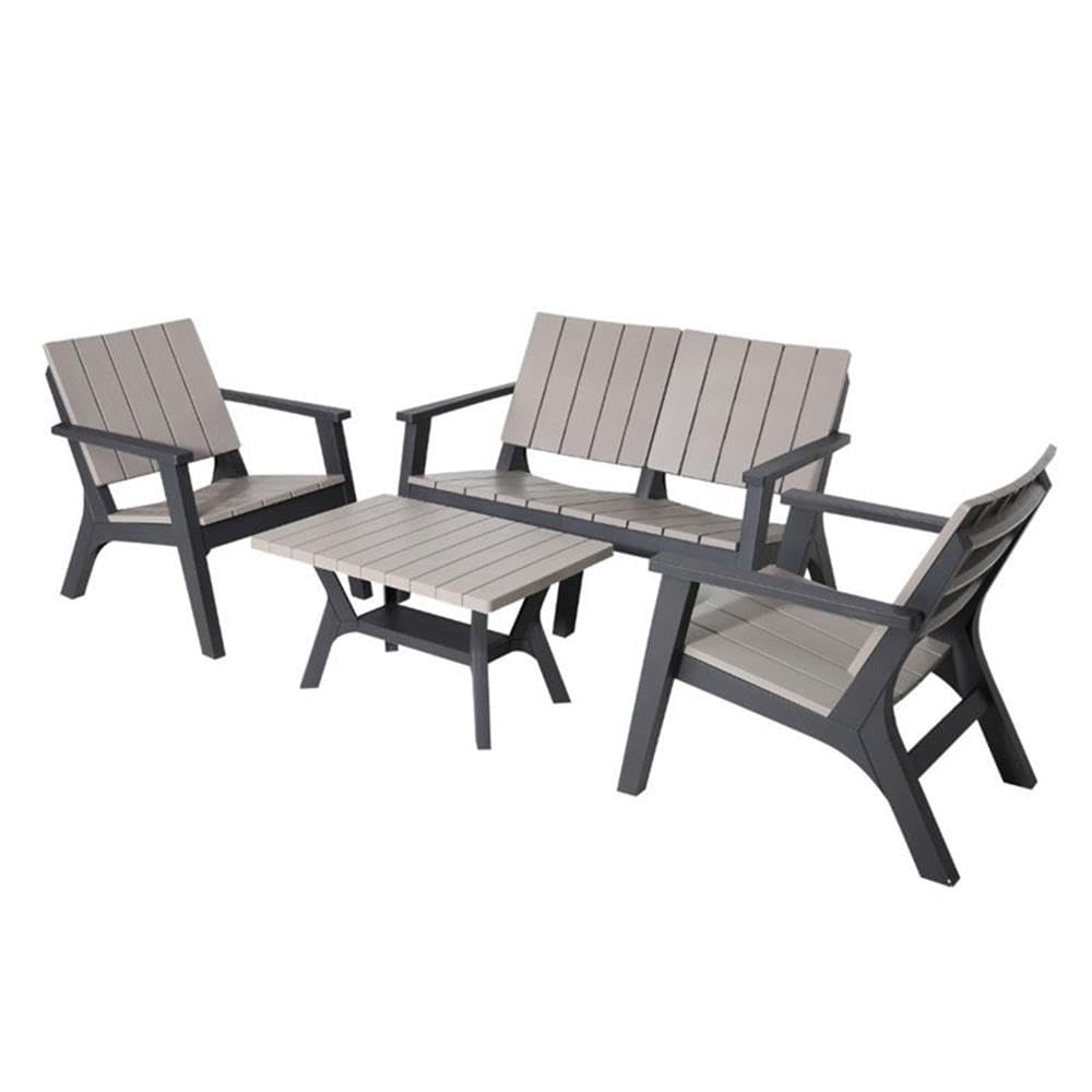 4-Piece Patio Sofa Set - Waterproof Outdoor Furniture with Cushions, Black & Gray - Perfect for Garden, Backyard, Poolside & Patio Relaxation