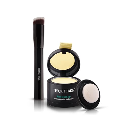 THICK FIBER Root Touch Up Powder - Waterproof & Sweatproof Hair Loss Concealer for Women with Thin Hair | Light Blonde Root Cover Up Powder with Brush | Perfect for Daily Use, Travel & Special Occasions