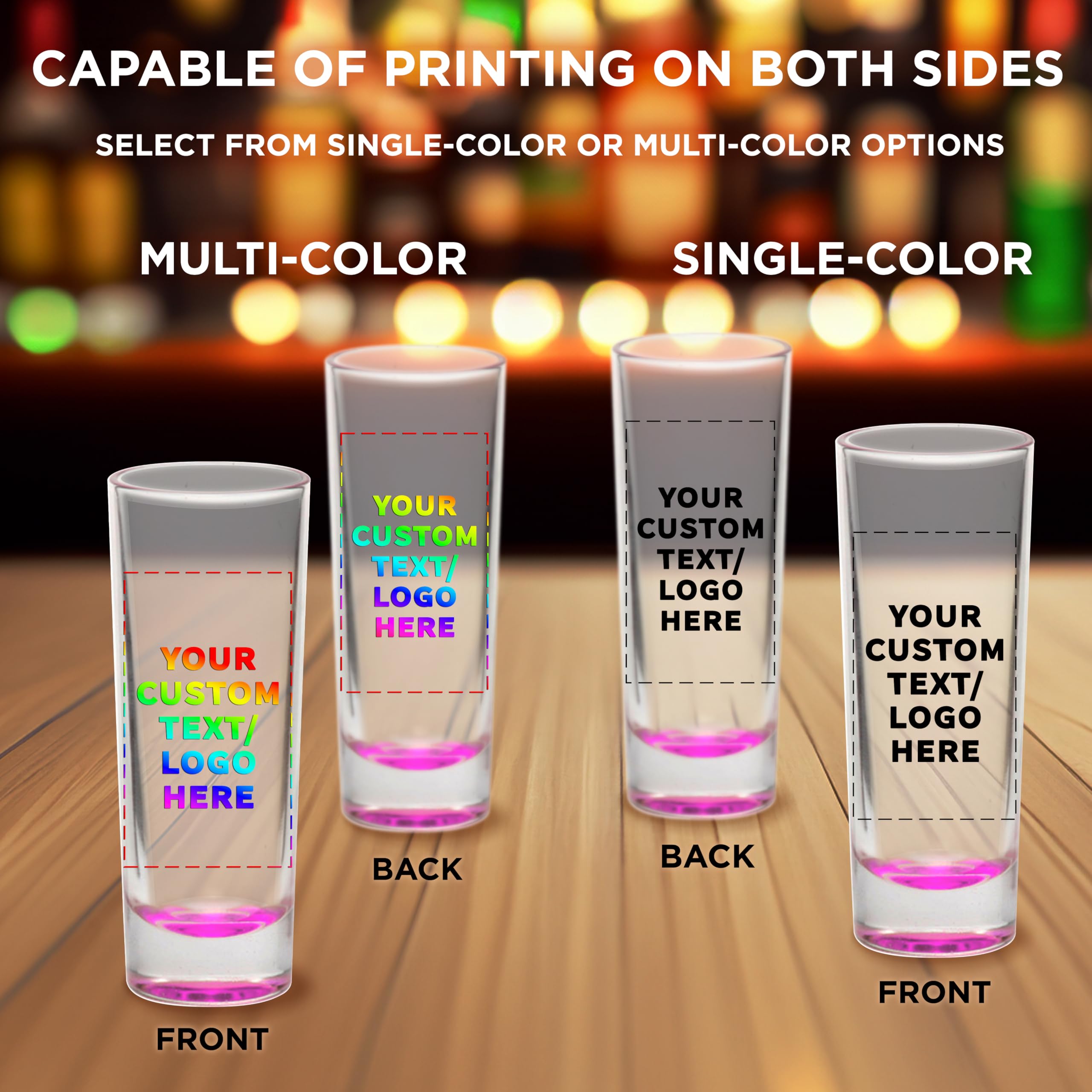 Custom 2 oz Cordial Shot Glasses Set of 50 - Personalized Bulk Pack for Parties, Weddings & Events - Durable Pink Glassware for Bars, Restaurants & Home Entertaining