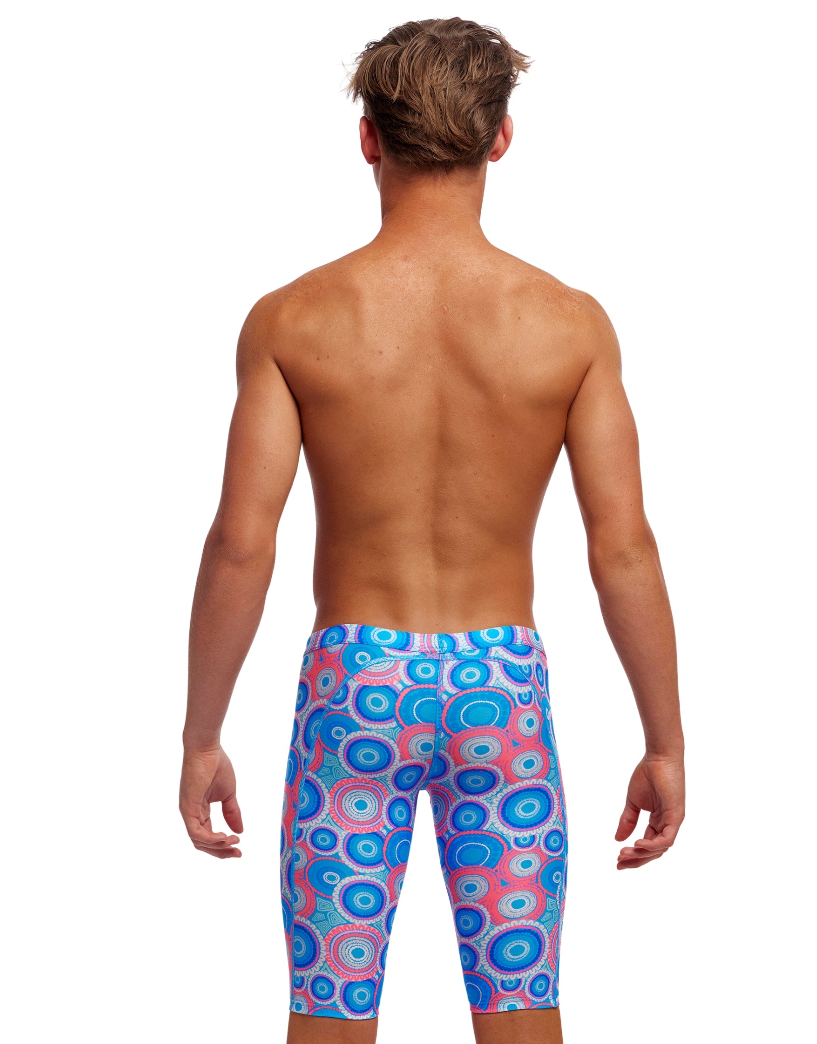 Boys' Bundjalung Blue Swim Training Jammer - Quick-Dry Competitive Swimwear for Kids | Blue/Pink Color | Perfect for Swim Lessons, Pool Training & Beach Activities