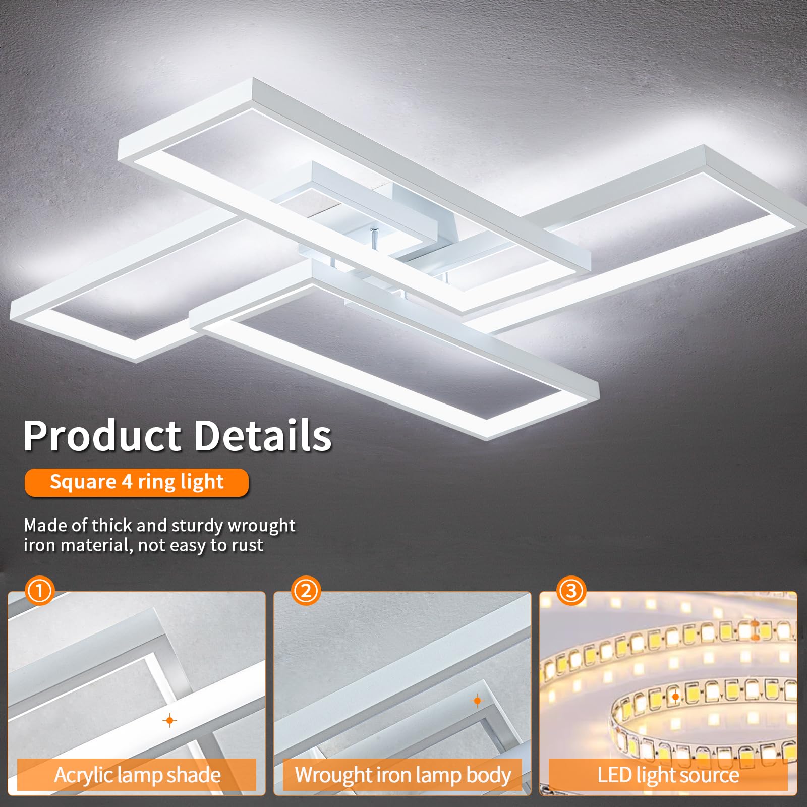 Modern LED Flush Mount Ceiling Light Fixture - 26