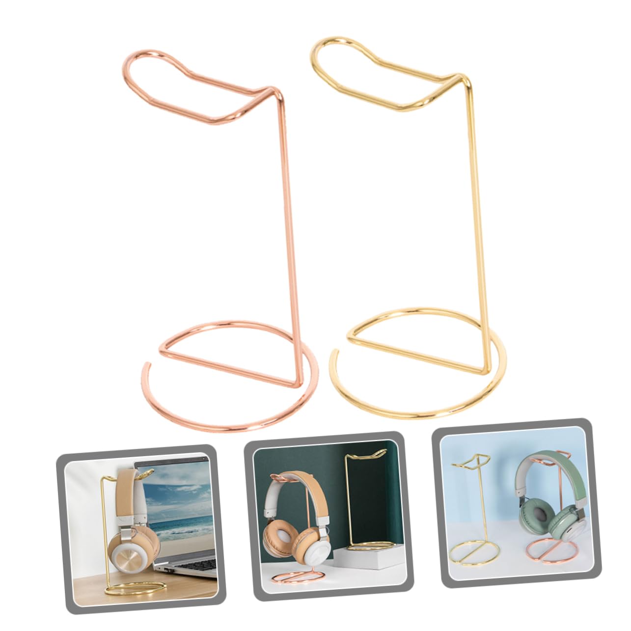 PRETYZOOM 2-Pack Headset Holder Mount - Wig Stand Display Shelf, Desktop Controller & Gaming Headphone Organizer - Perfect for Gaming Setup, Office Desk, and Home Organization