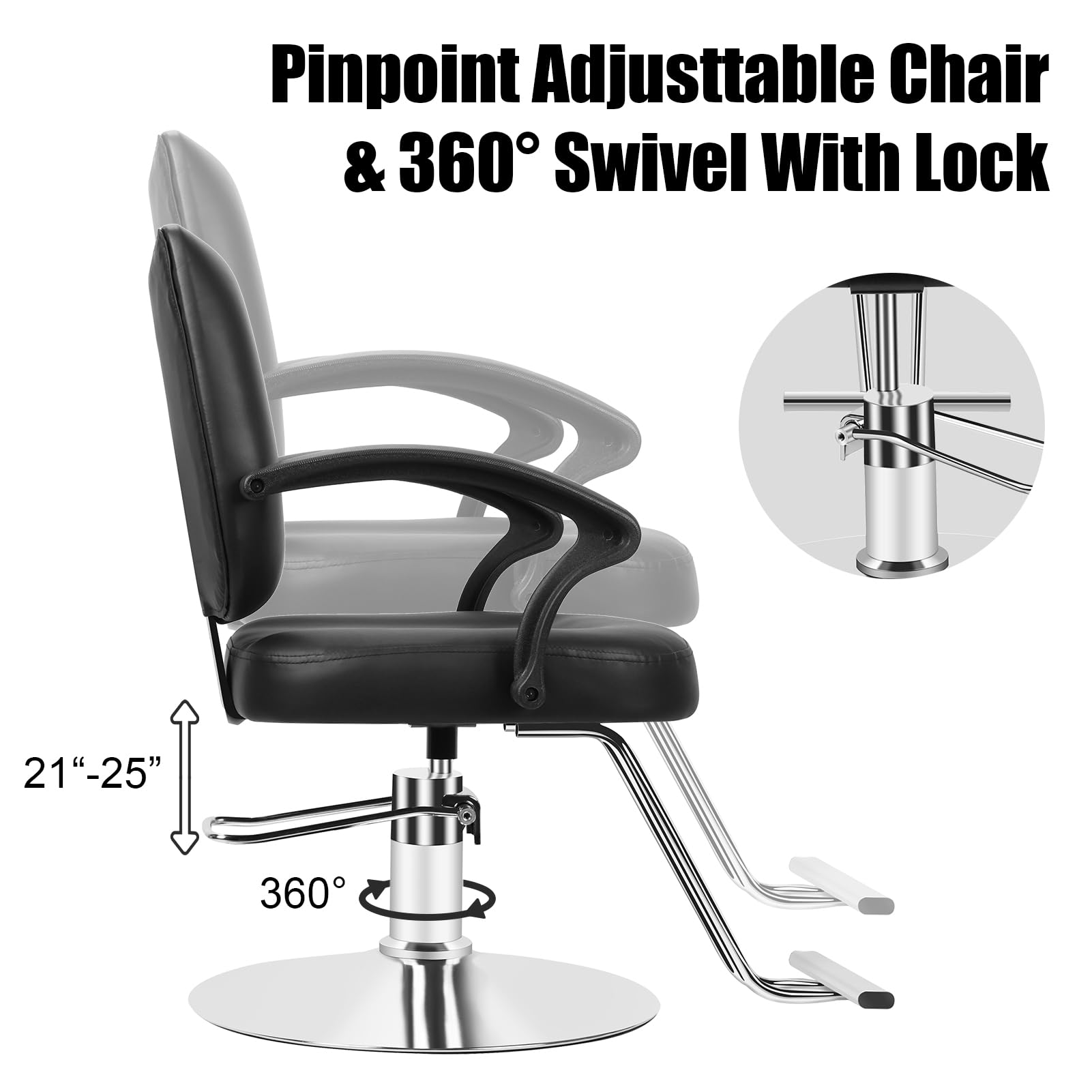 Professional Hydraulic Barber Chair - Heavy Duty Salon Stylist Chair with 360° Swivel & Hydraulic Pump, Max Load 330 lbs - Perfect for Hair Salons, Barber Shops & Home Use