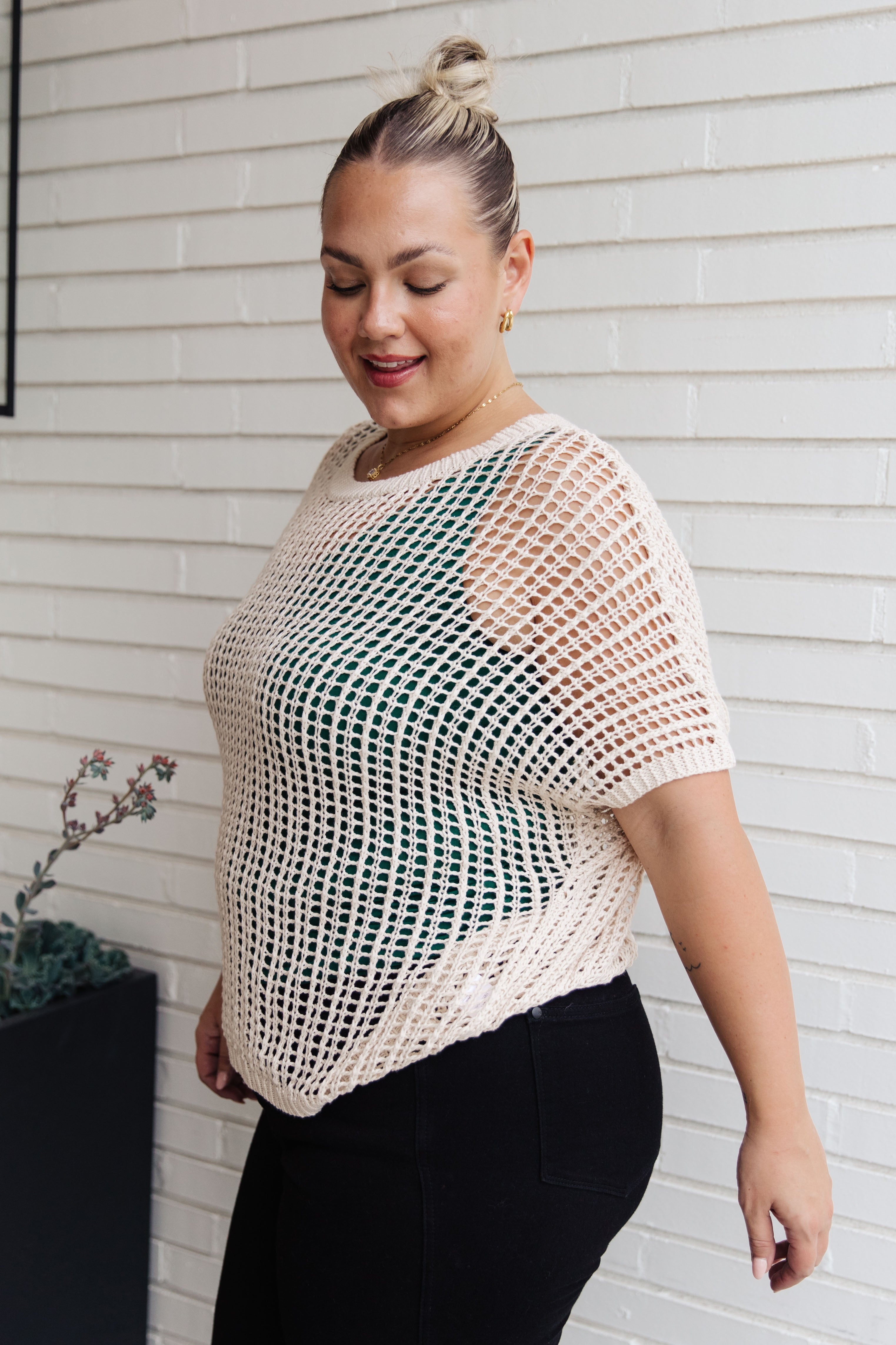 Coastal Dreams Cream Fishnet Top - Stylish Boho Beachwear for Summer Outfits & Music Festivals