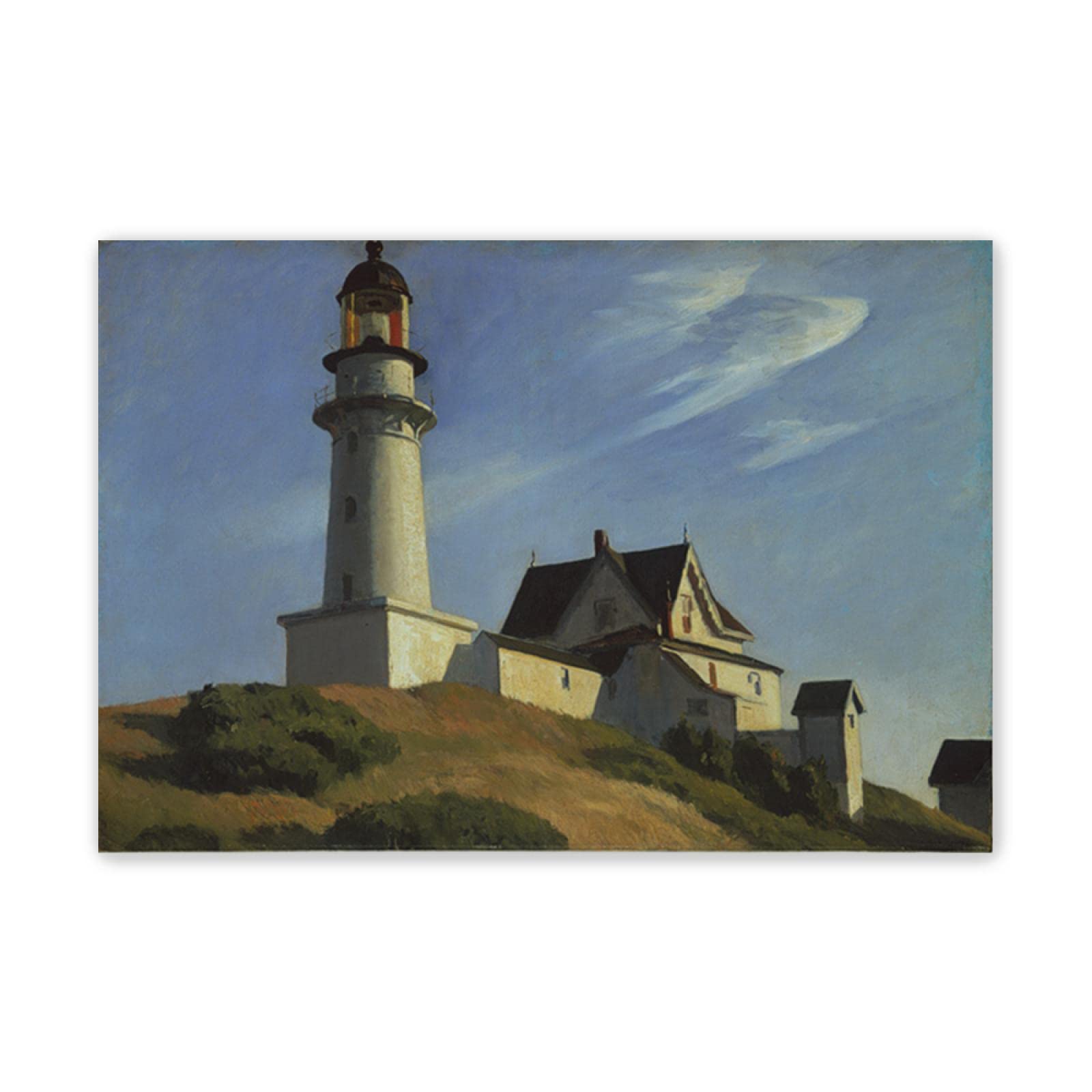 Edward Hopper 'Lighthouse at Two Lights' Famous Oil Painting Reproduction - Premium Canvas Wall Art Print - 20x30cm (8x12in) Frameless Landscape Poster for Living Room, Bedroom & Office Decor - Vintage Coastal Artwork for Home & Office Interior Design
