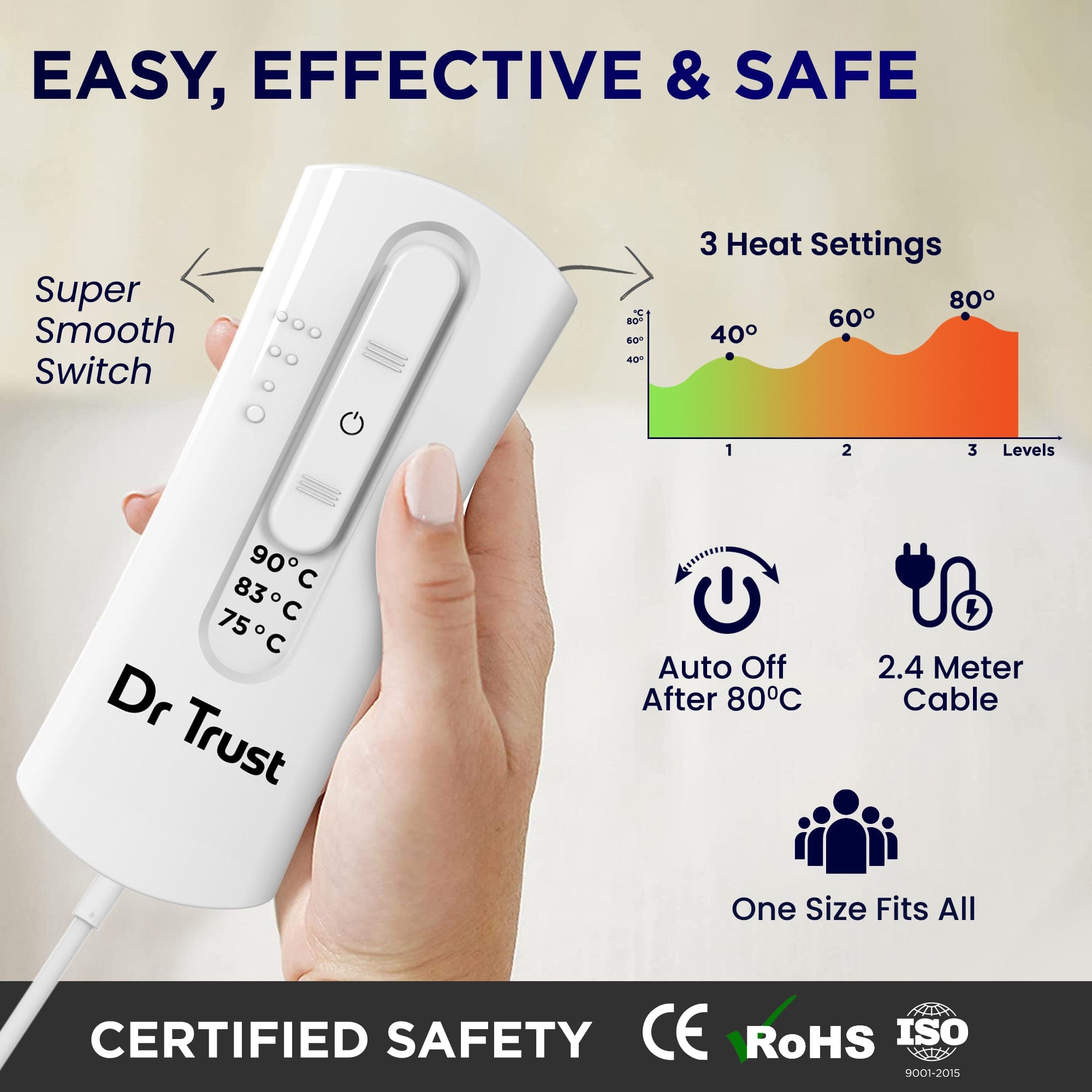 Dr Trust USA Orthopedic Heating Pad - Electric Heat Belt for Back Pain Relief, Waist, Lower Back, Shoulder & Knee Support - Perfect for Home, Office & Travel Use (Model 346)