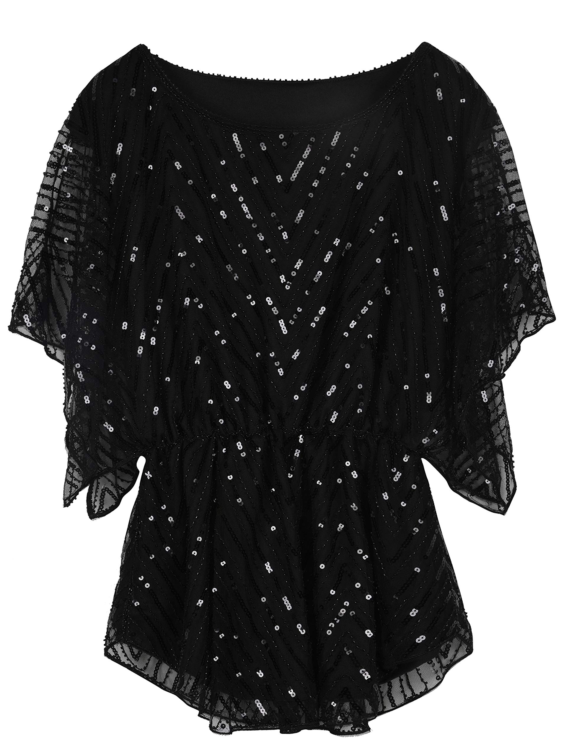 PrettyGuide Women's Sequin Blouse Tops - Sparkly Beaded Formal Party Shirt for Evening Events, Date Nights & Special Occasions