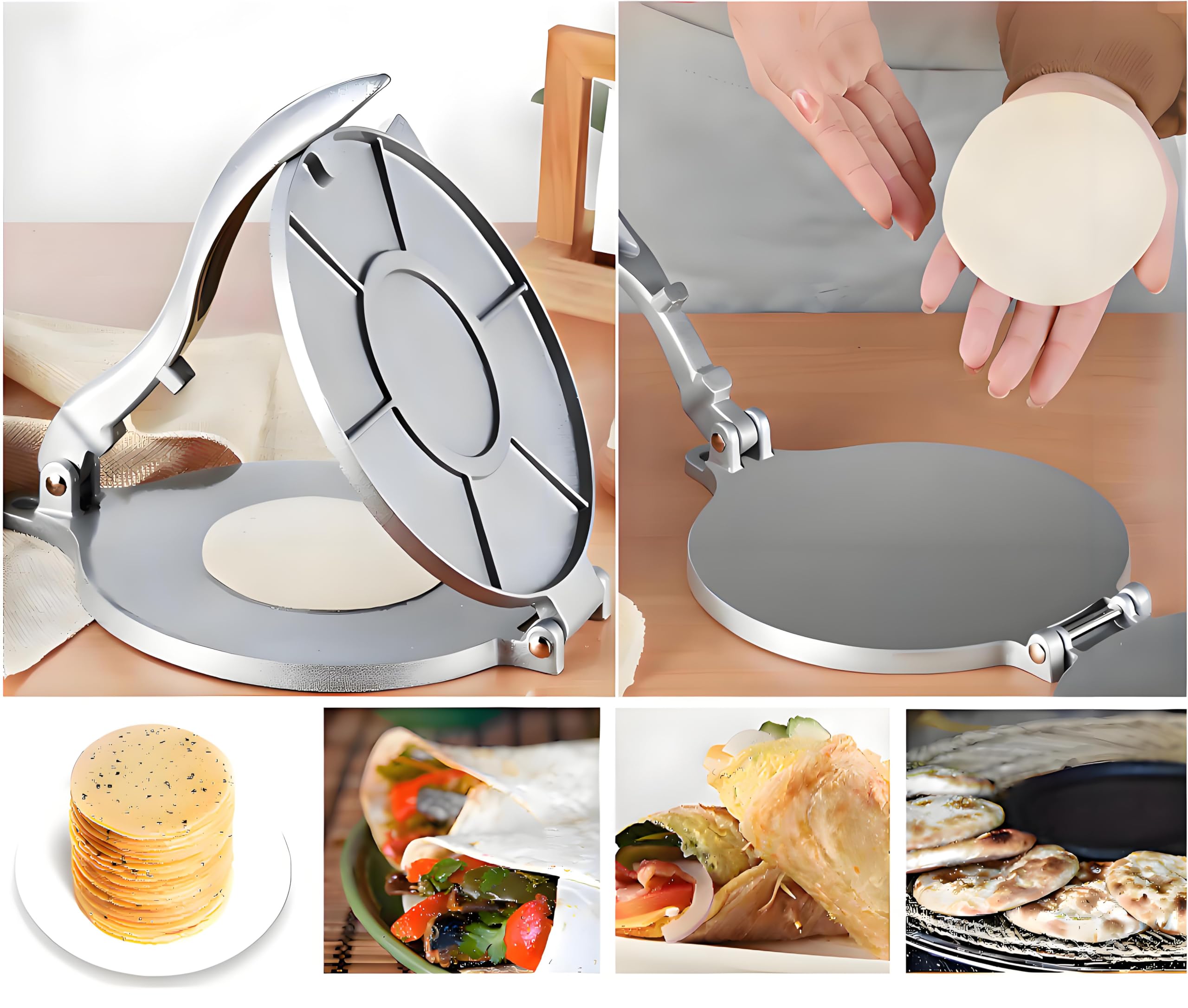 8 Inch Cast Aluminum Pancake Maker & Tortilla Press - Perfect for Homemade Pancakes, Crepes, and Tortillas - Ideal for Breakfast, Brunch, and Mexican Cuisine