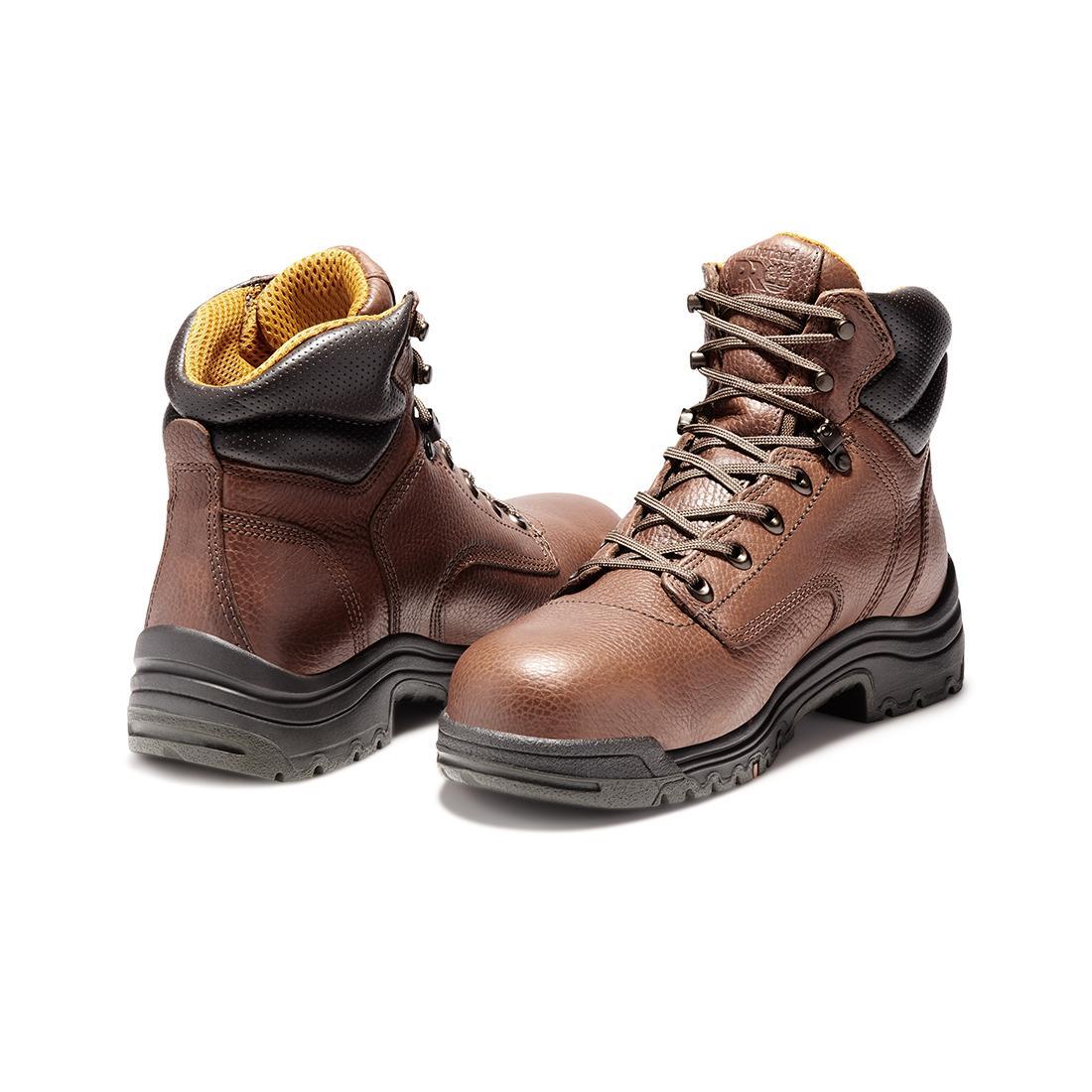 Titan® 6 Inch Alloy Toe Work Boots for Men - Brown Leather Safety Shoes with Slip Resistant Sole - Perfect for Construction, Warehouse & Industrial Work