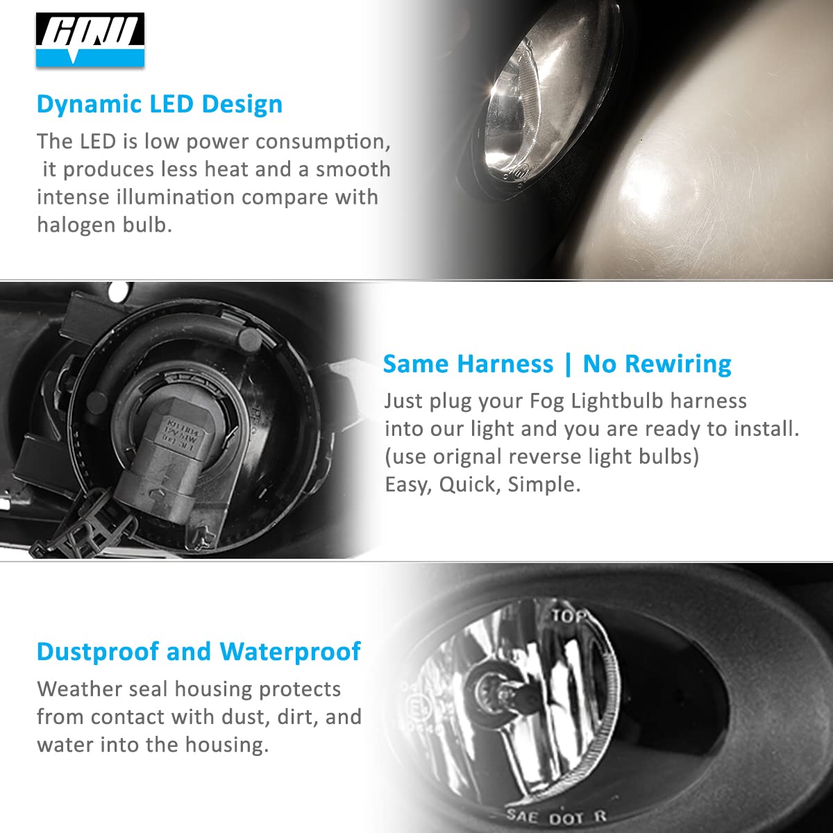 CPW Fog Lights Kit for 2011-2014 Volkswagen Jetta Sedan - LED Driving Lights with Switch & Wiring Harness | Enhanced Visibility for Night Driving & Bad Weather Conditions