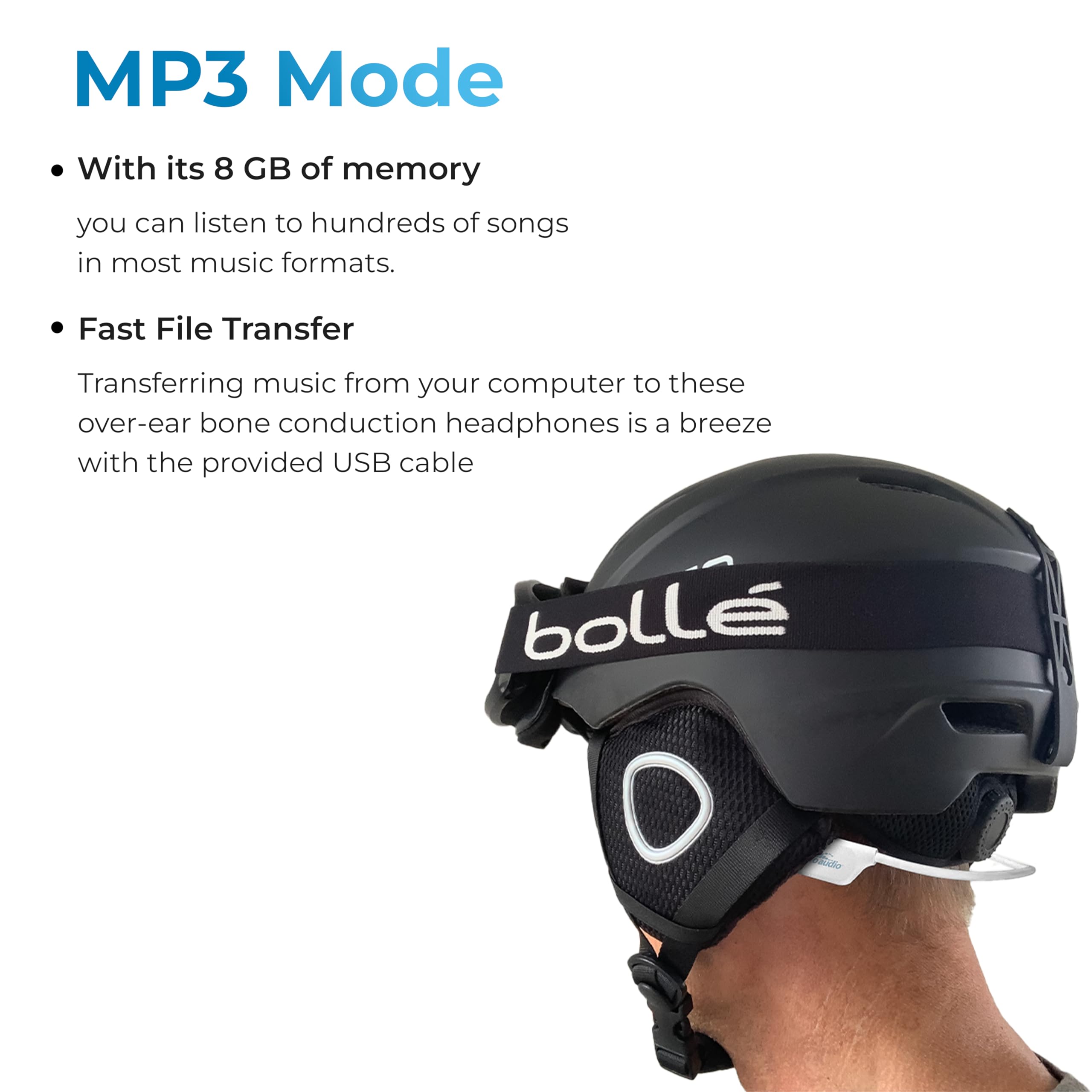 H2O Audio Snow PRO Bone Conduction Bluetooth Open Ear Headphones with MP3 Player - IPX8 Waterproof Wireless Sports Headset for Skiing, Snowboarding, Running, Cycling & Workout - Comfortable Secure Fit (White) - Perfect for Outdoor Winter Sports & Active Lifestyle