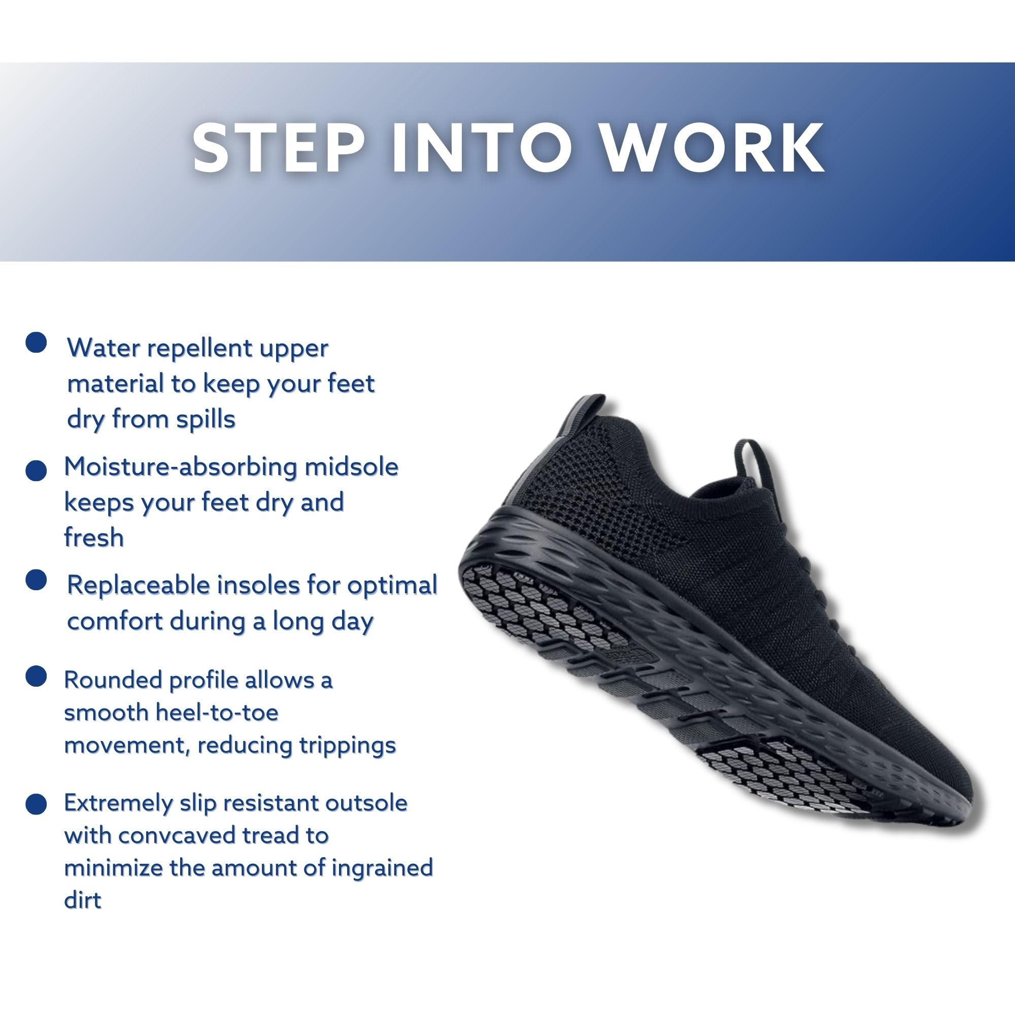 Everlight Women's Non-Slip Work Shoes - Slip Resistant Sneakers for Walking, Water Resistant - Ideal for Food Service, Nurses & Healthcare Professionals (Zapatos para Mujer)